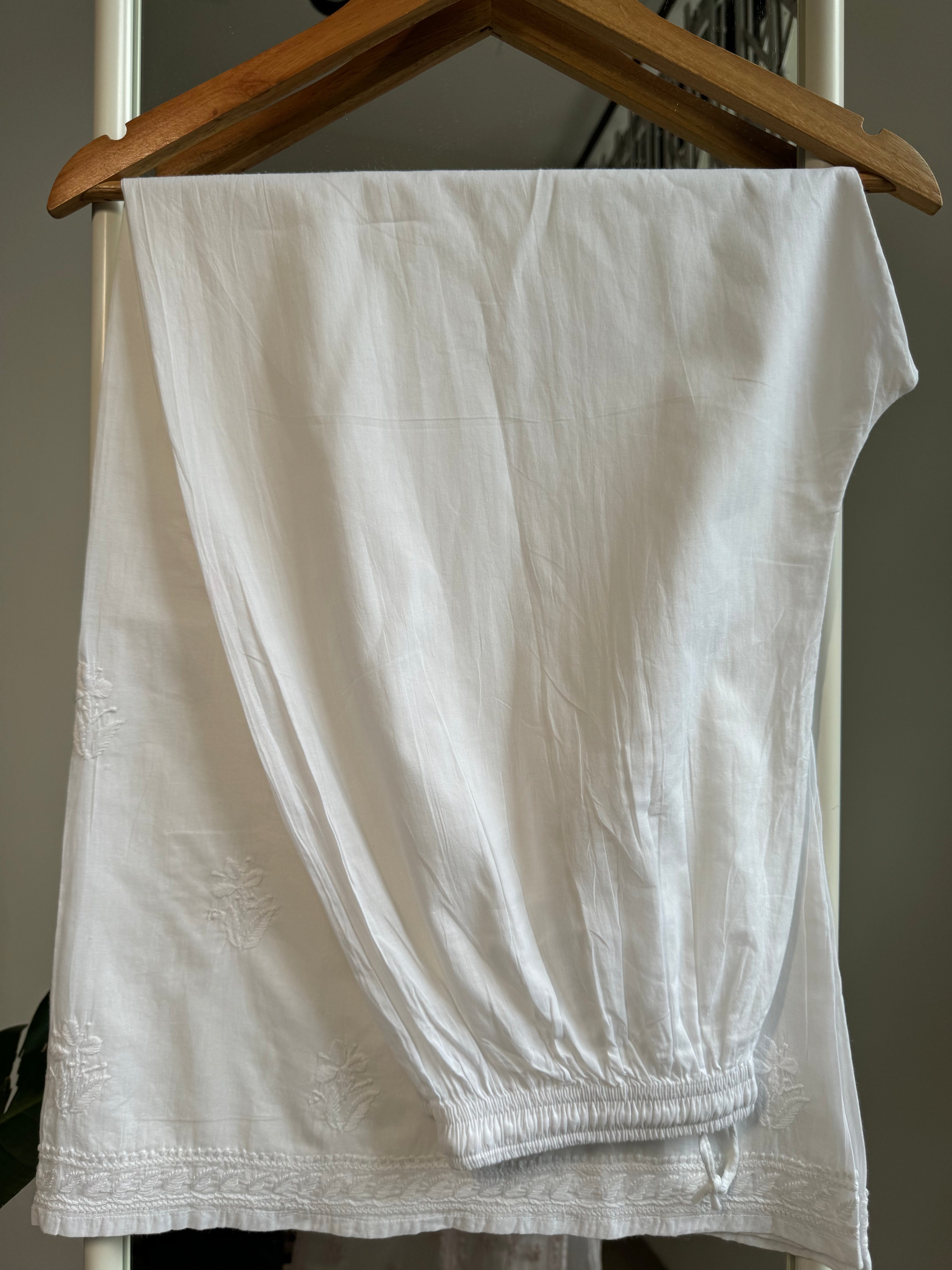Cotton Chikankari Plazzo Set - White ARIAA CHIKANKARI 