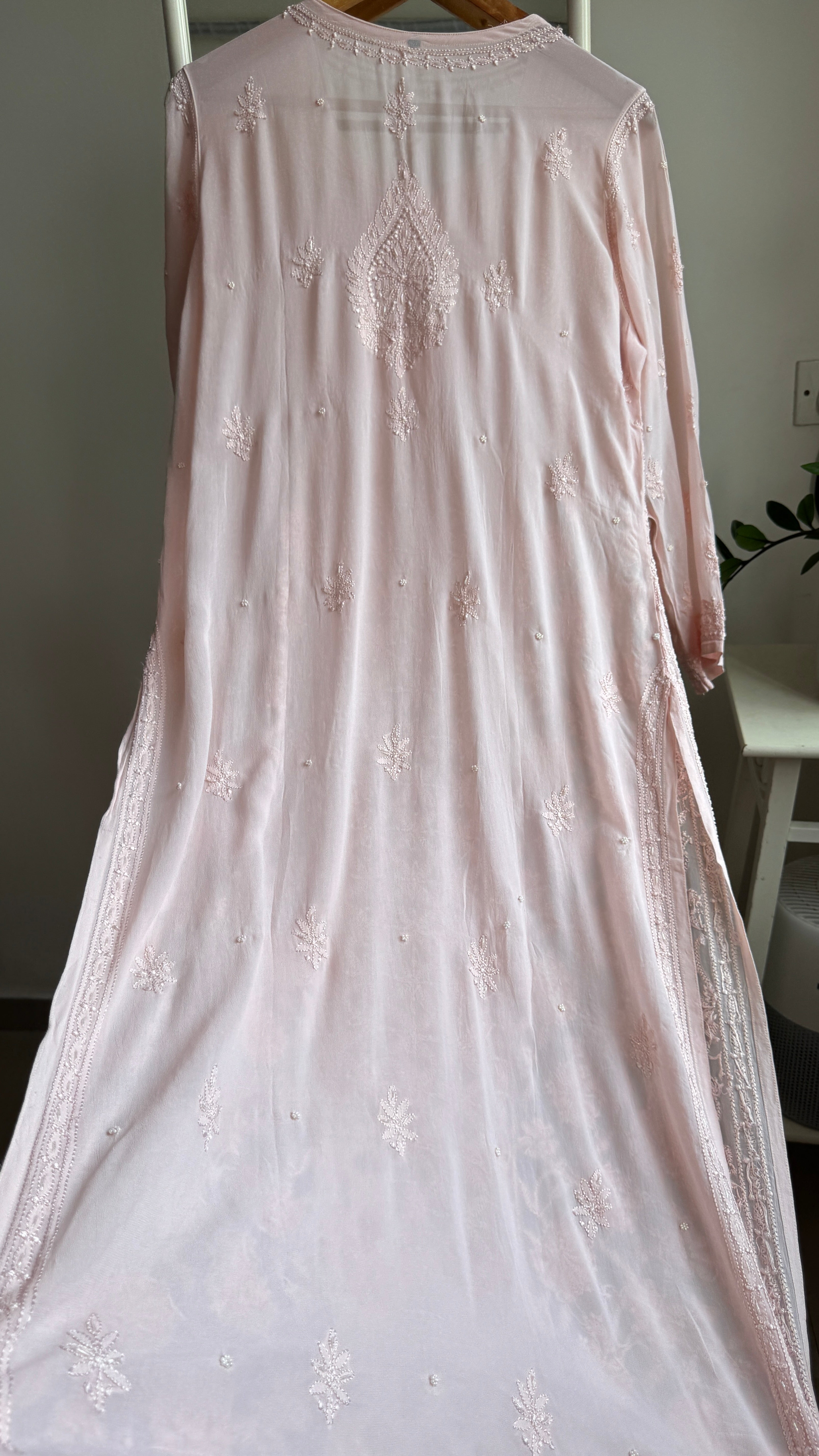 Viscose Kurti with Pearl  Work - Pale Pink