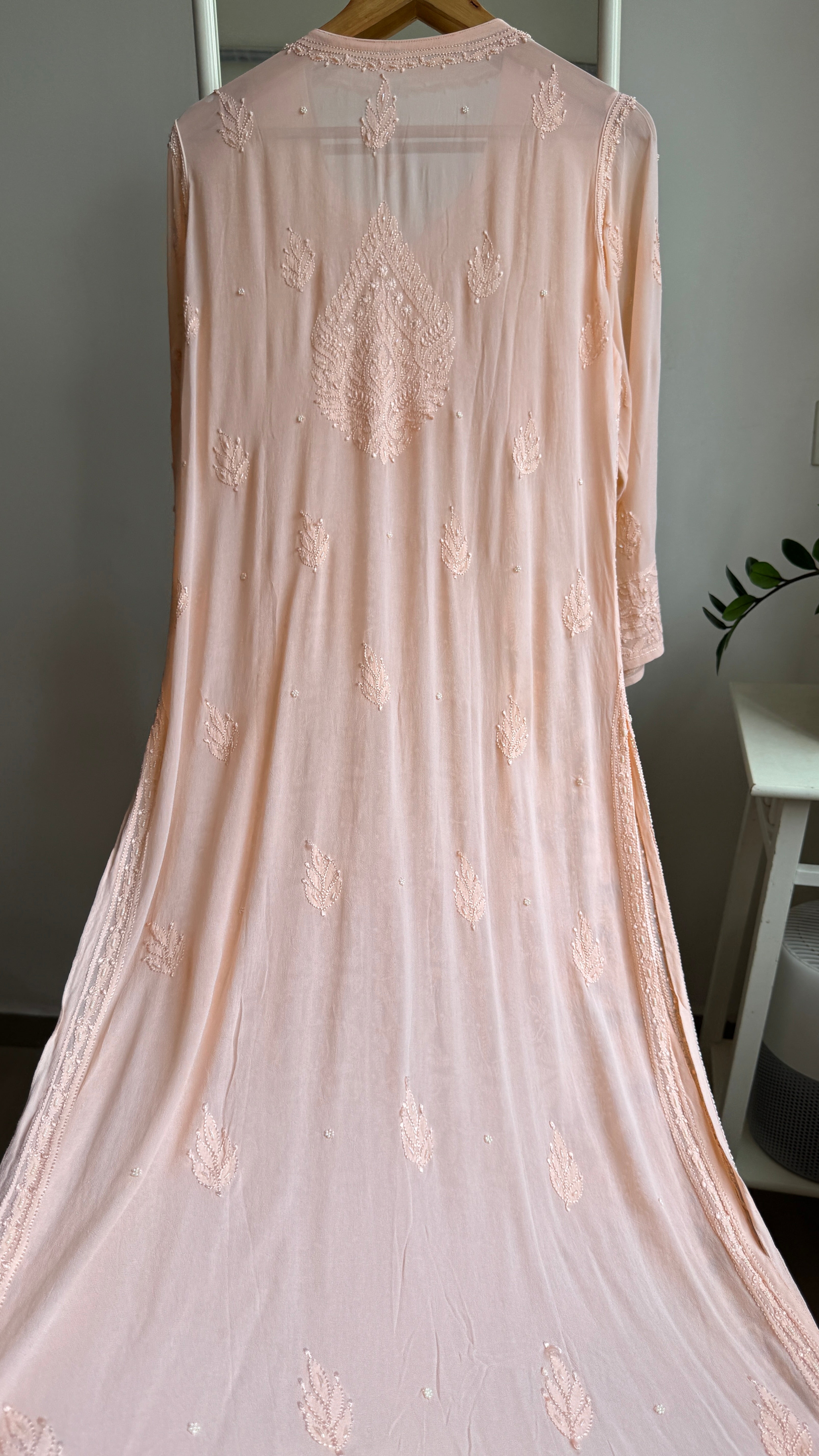 Viscose Kurti with Pearl  Work - Peach