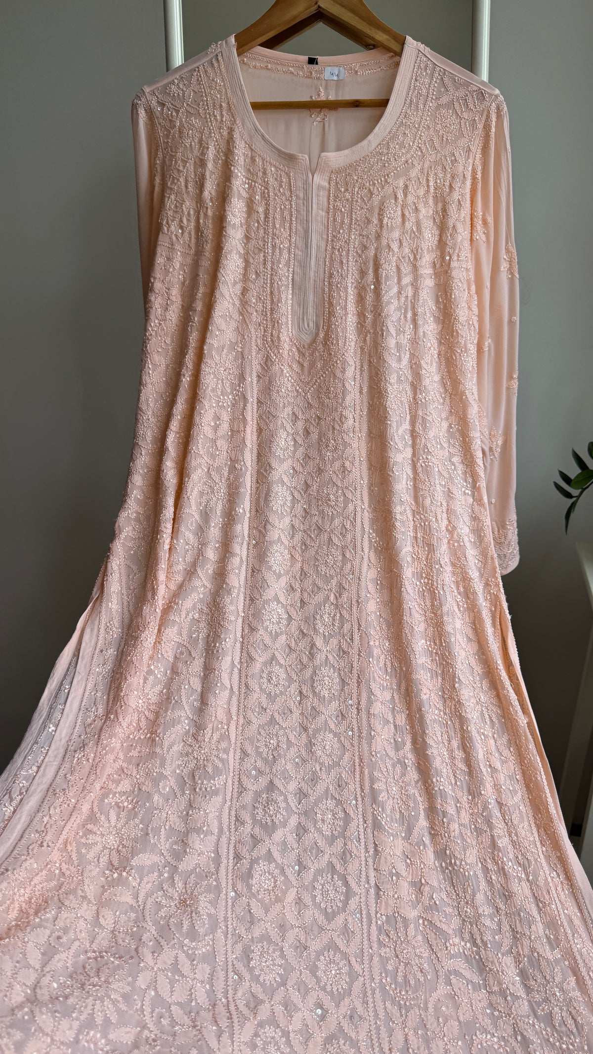 Viscose Kurti with Pearl  Work - Peach