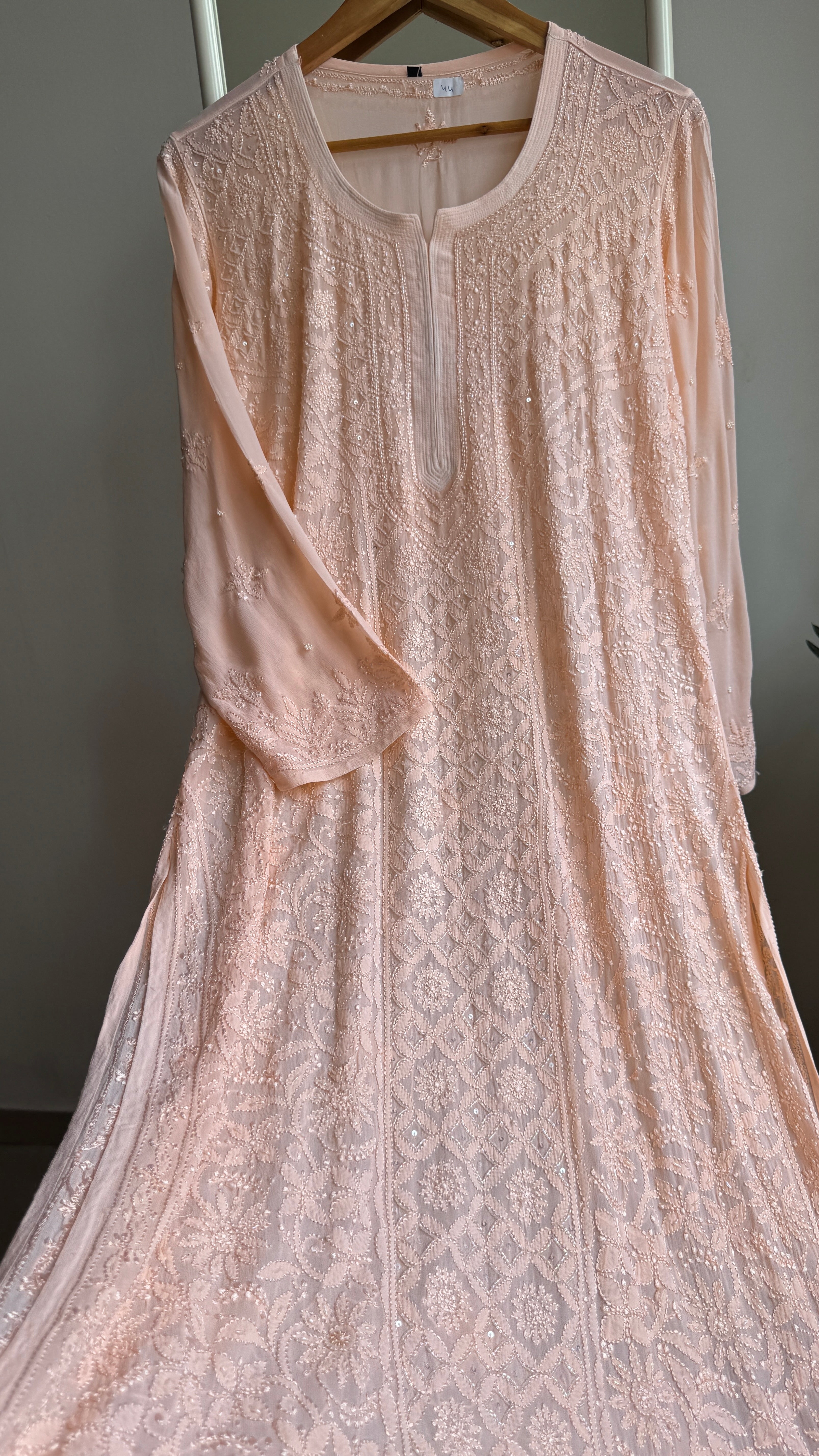 Viscose Kurti with Pearl  Work - Peach