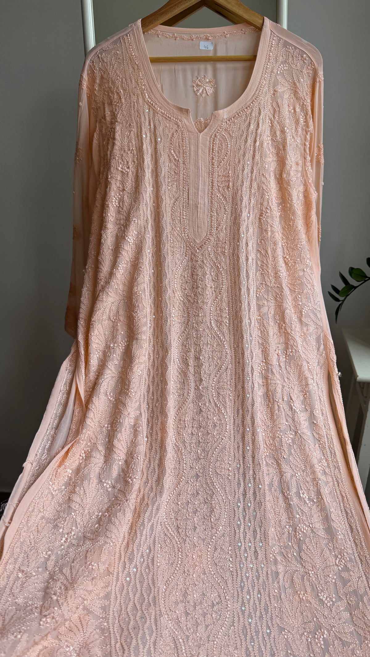 Viscose Kurti with Pearl  Work - Peach
