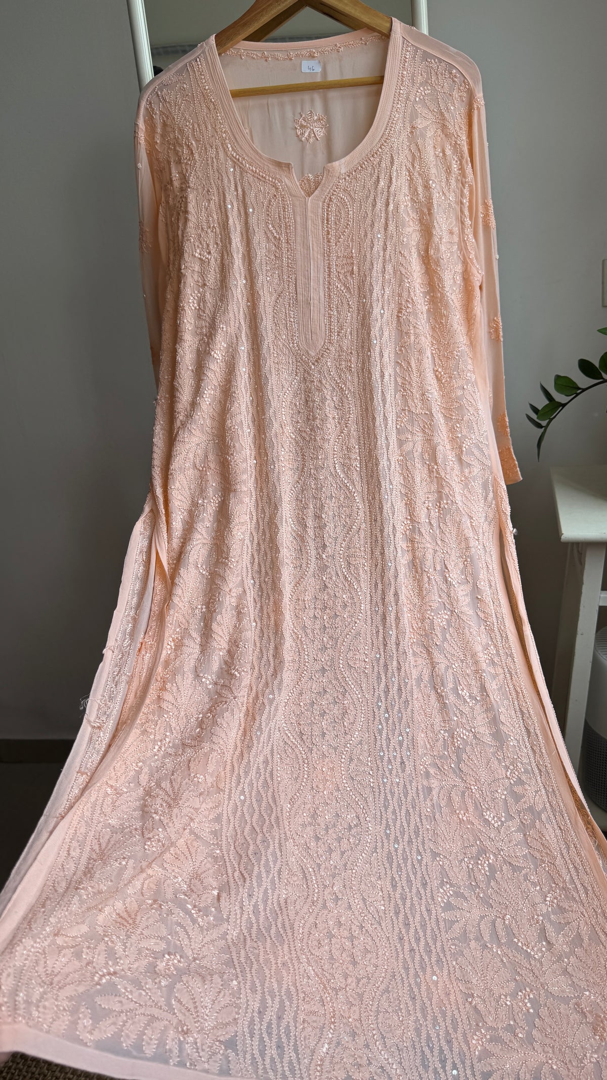 Viscose Kurti with Pearl  Work - Peach