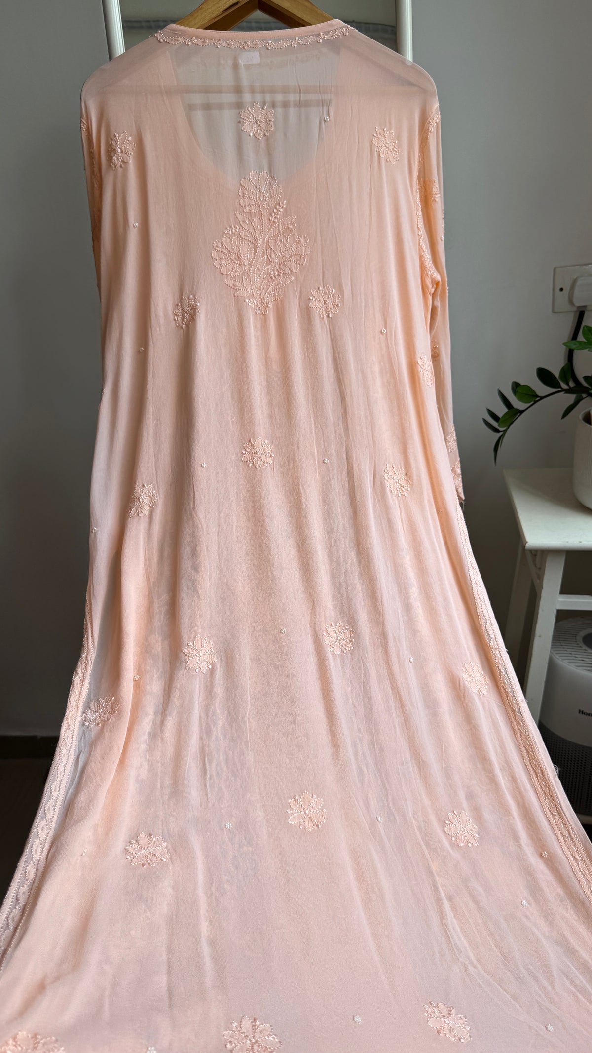Viscose Kurti with Pearl  Work - Peach