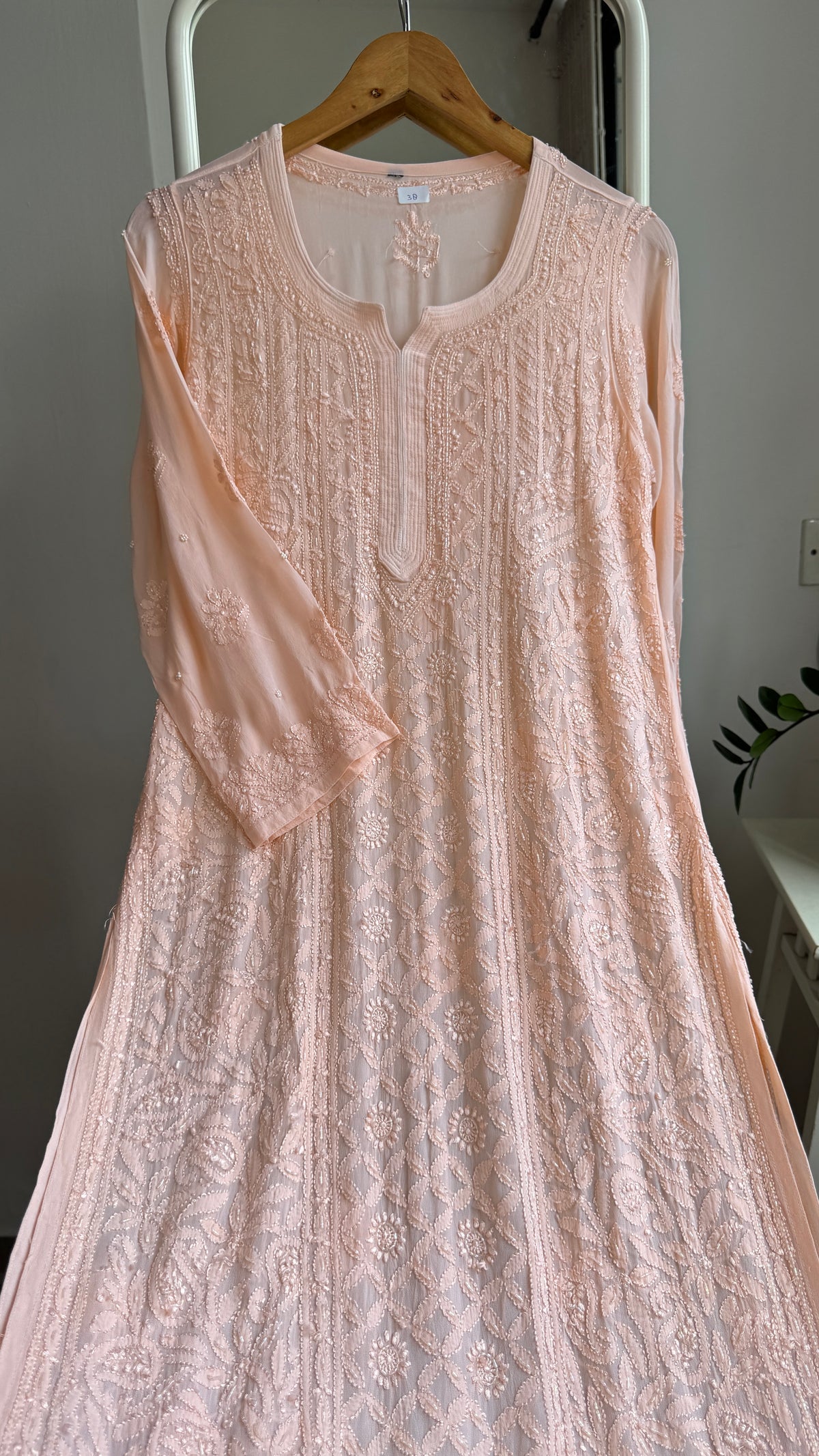 Viscose Kurti with Pearl  Work - Peach