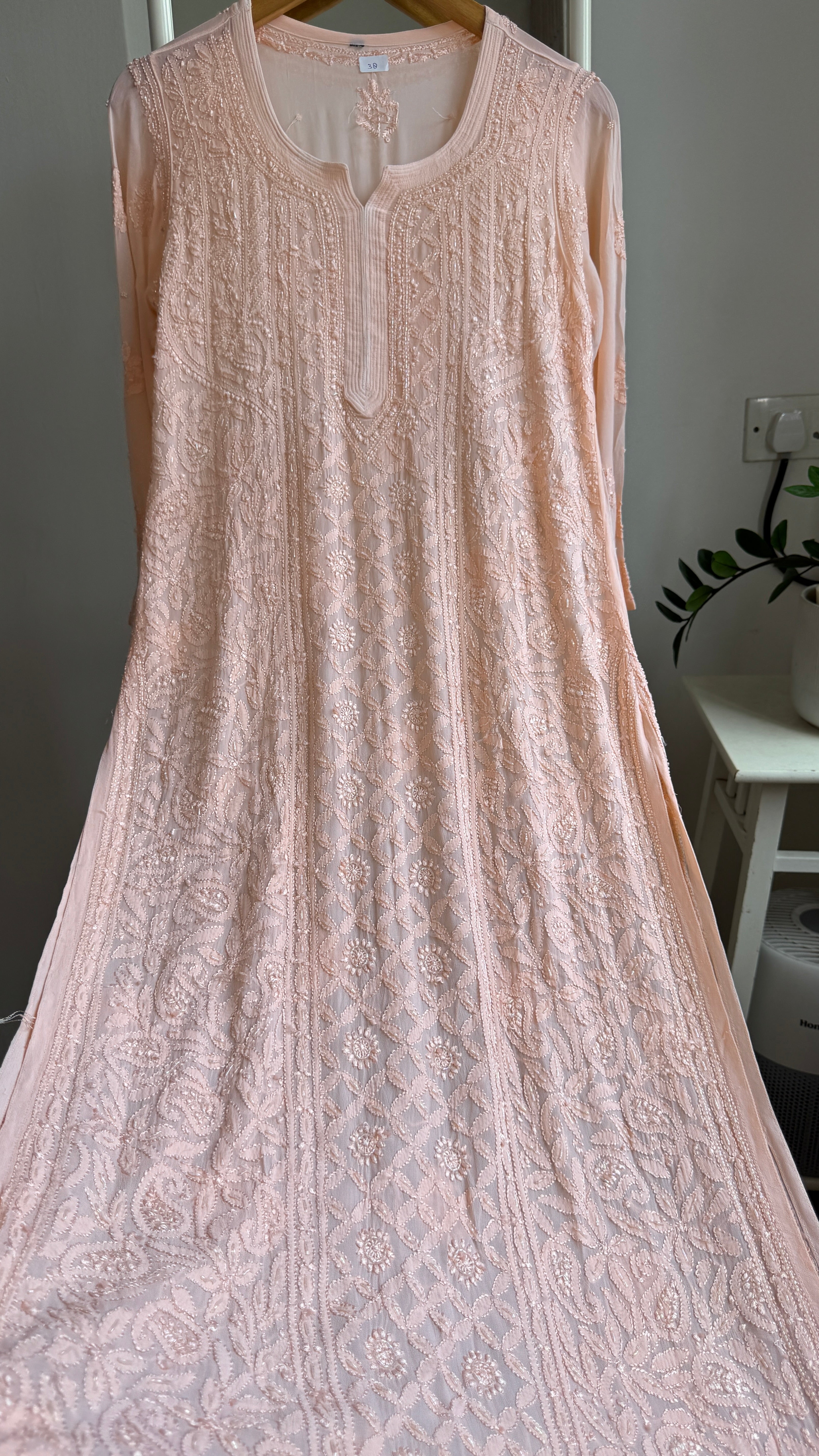 Viscose Kurti with Pearl  Work - Peach