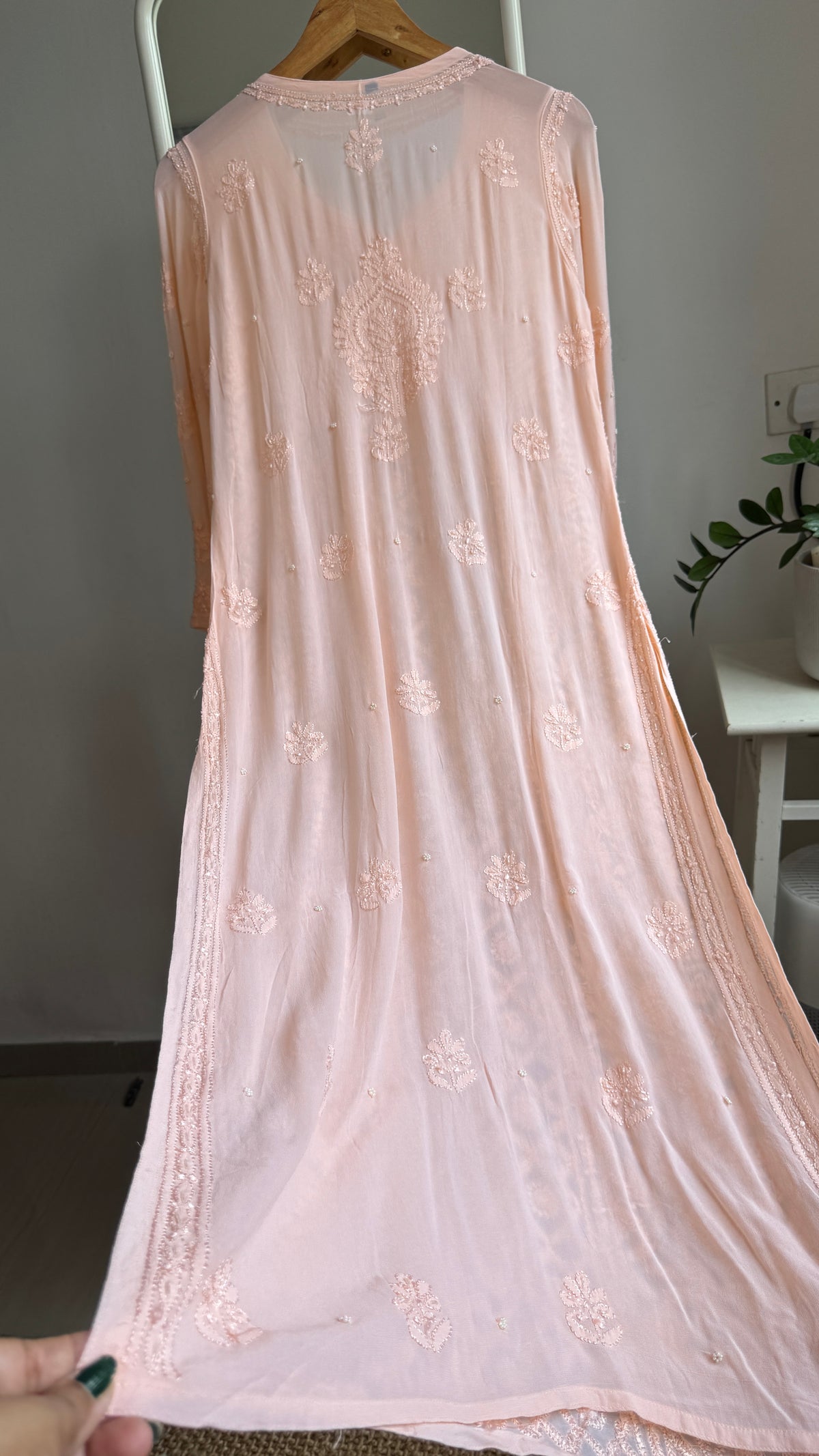 Viscose Kurti with Pearl  Work - Peach