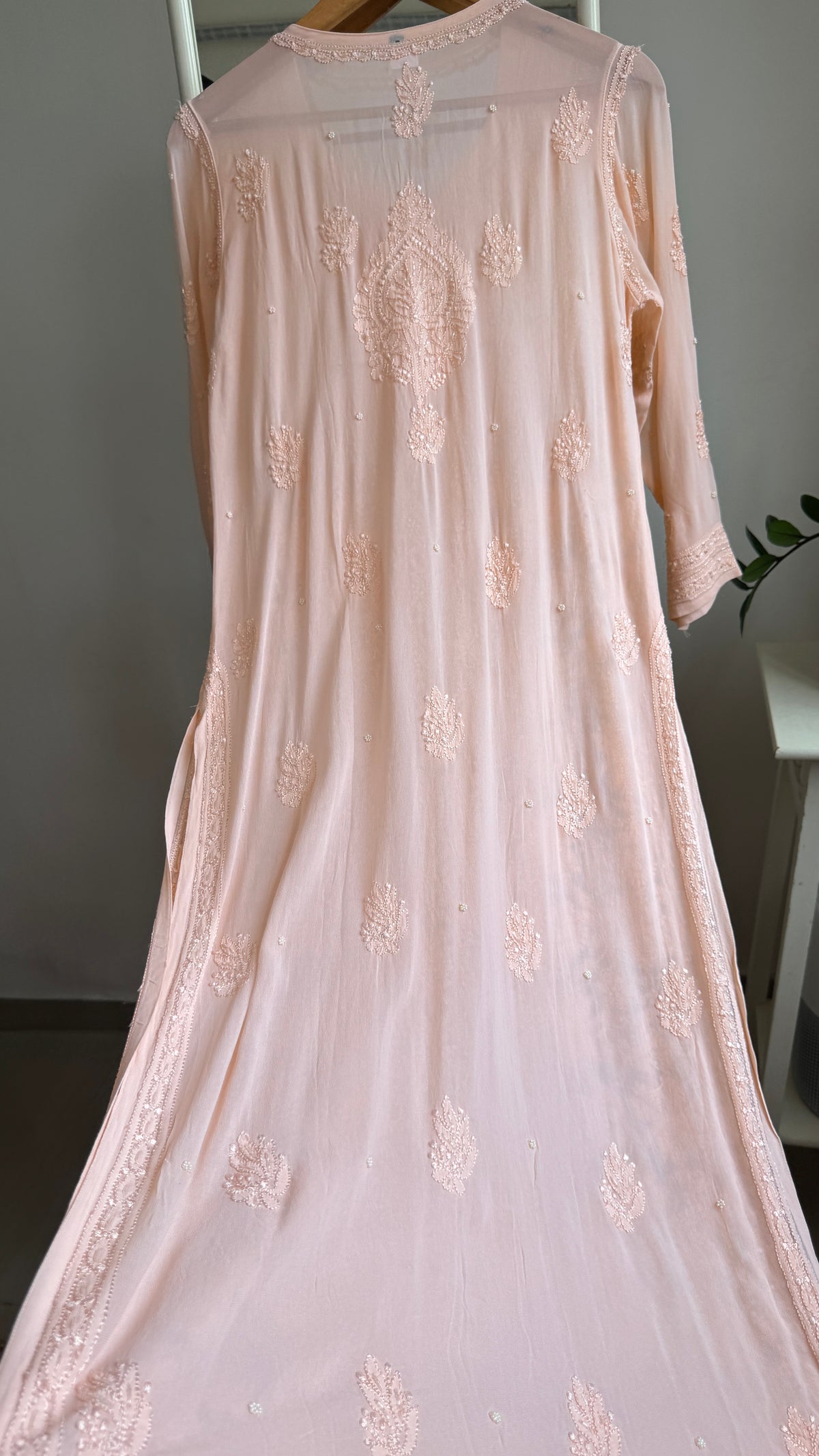Viscose Kurti with Pearl  Work - Peach