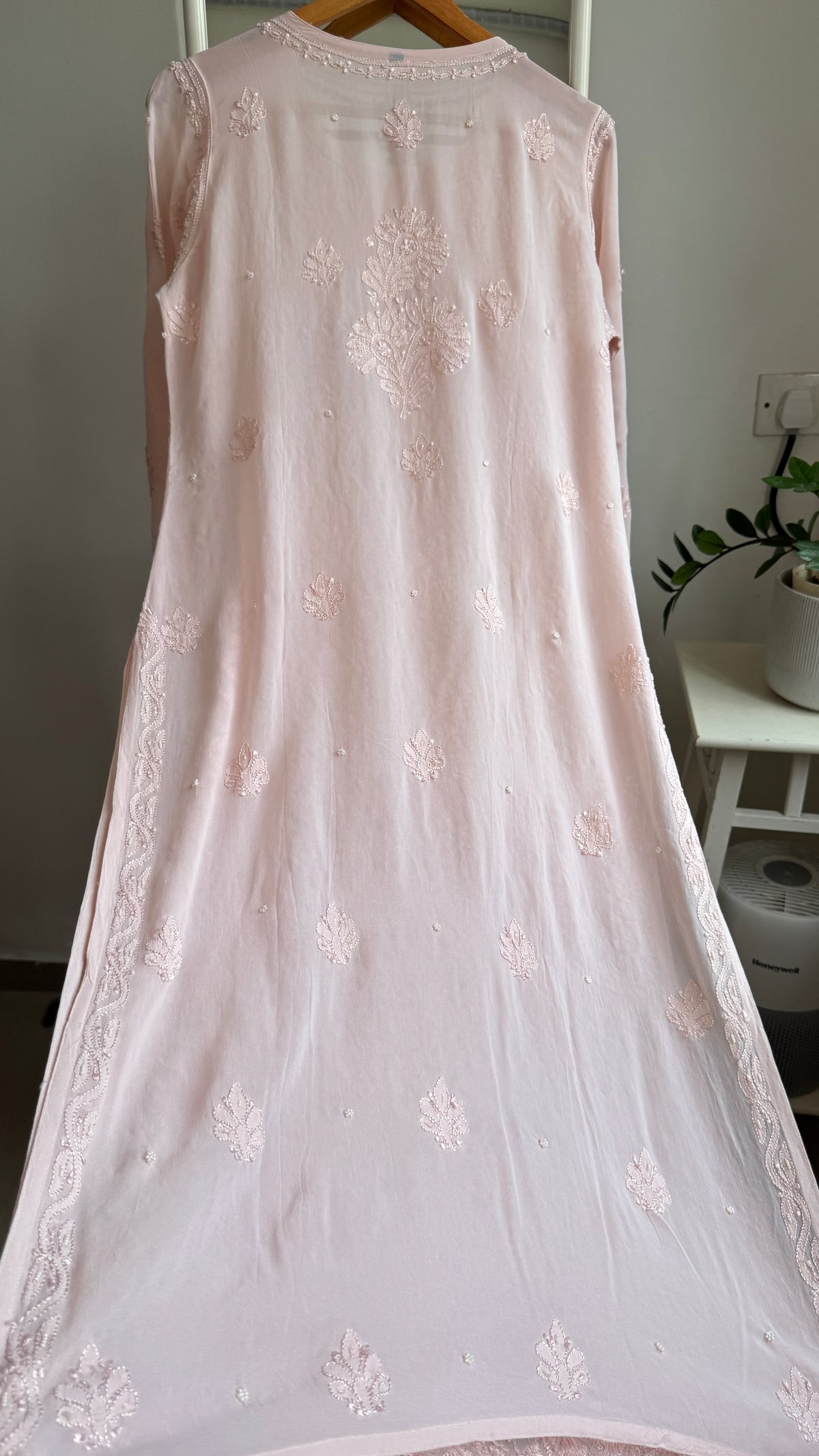Viscose Kurti with Pearl  Work - Pale Pink