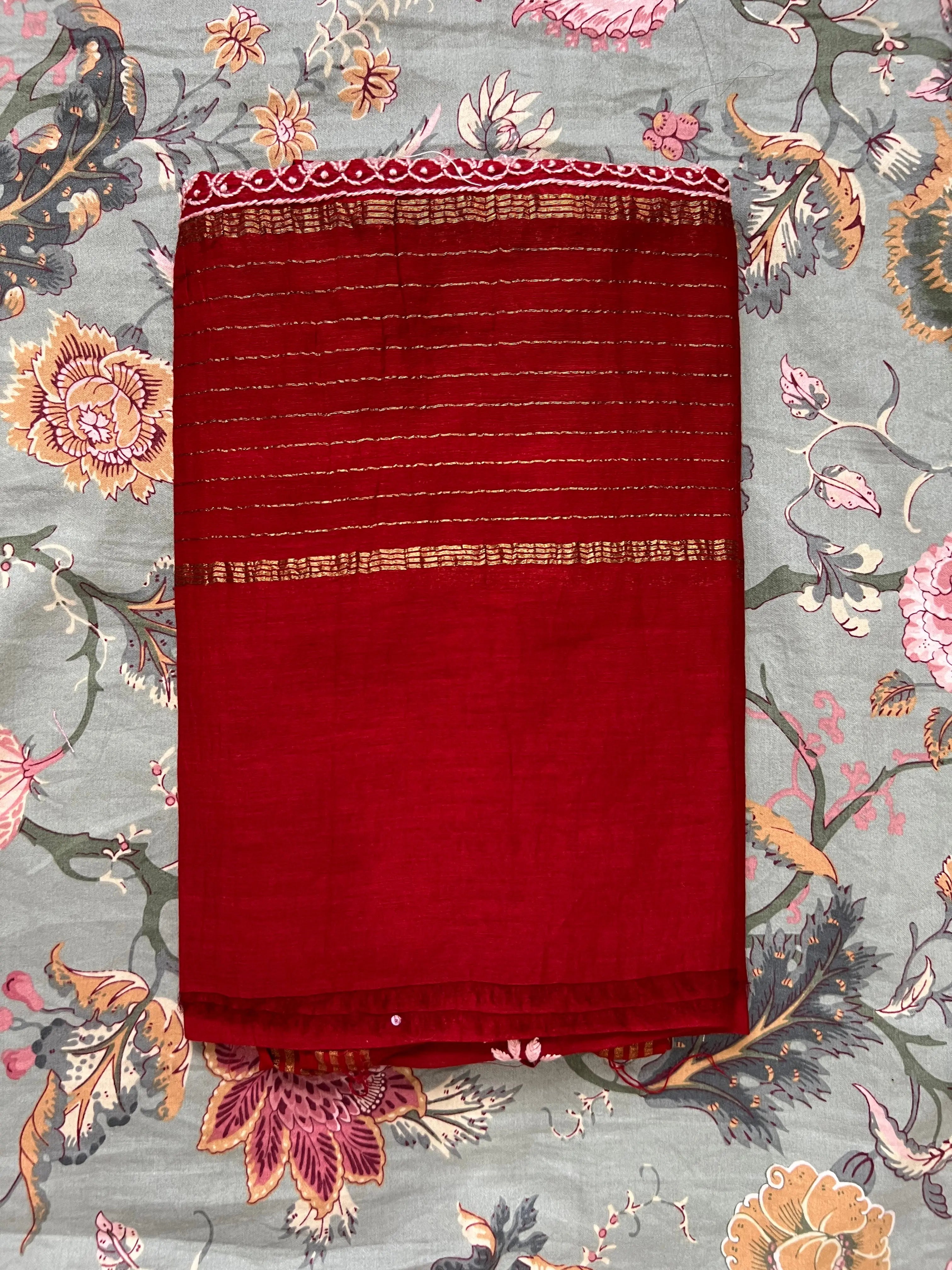 Mul Chanderi Anarkali - Red ARIAA CHIKANKARI 