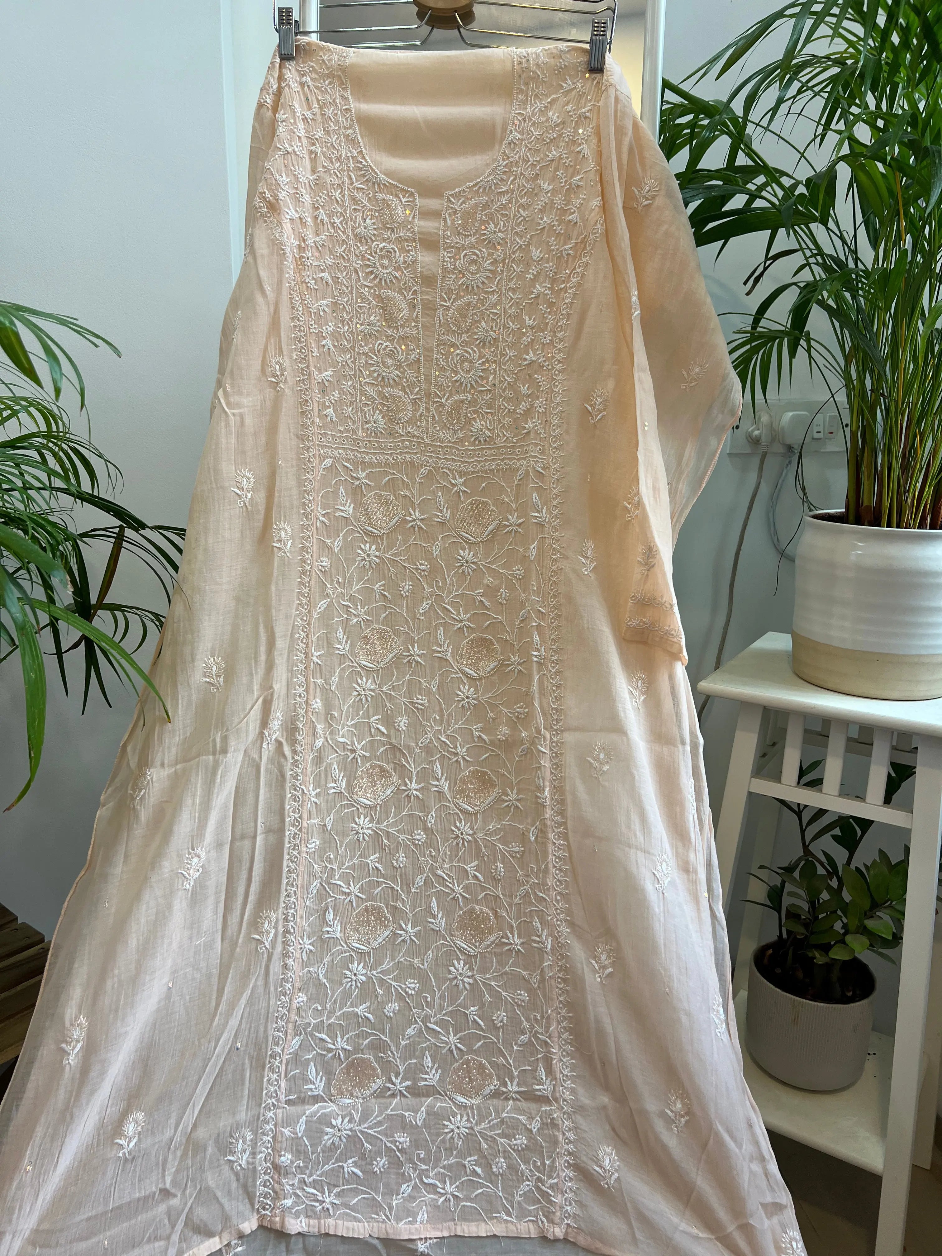 Mul Chanderi Tunic - ARIAA CHIKANKARI 