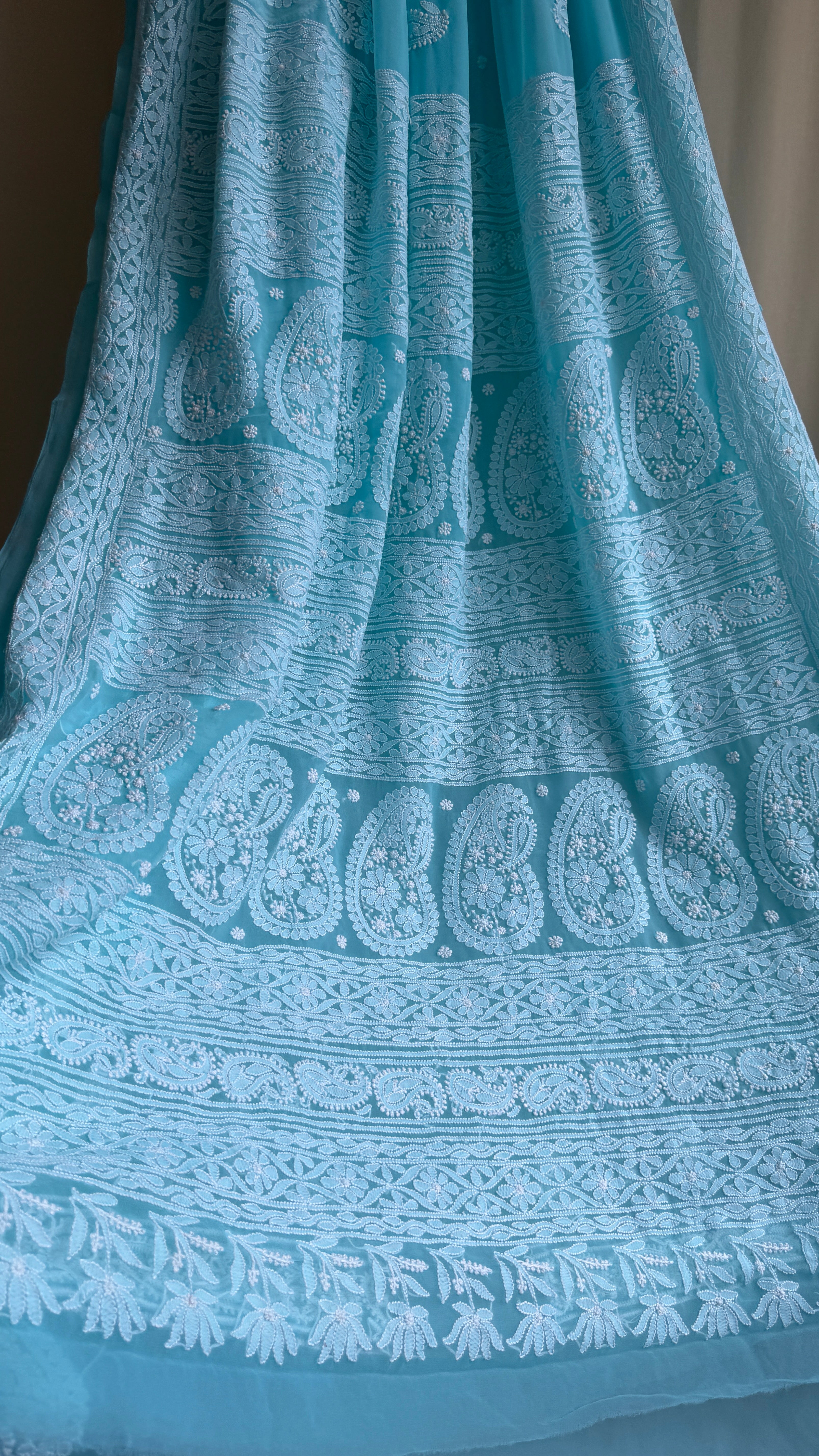 Georgette Chikankari saree in Blue