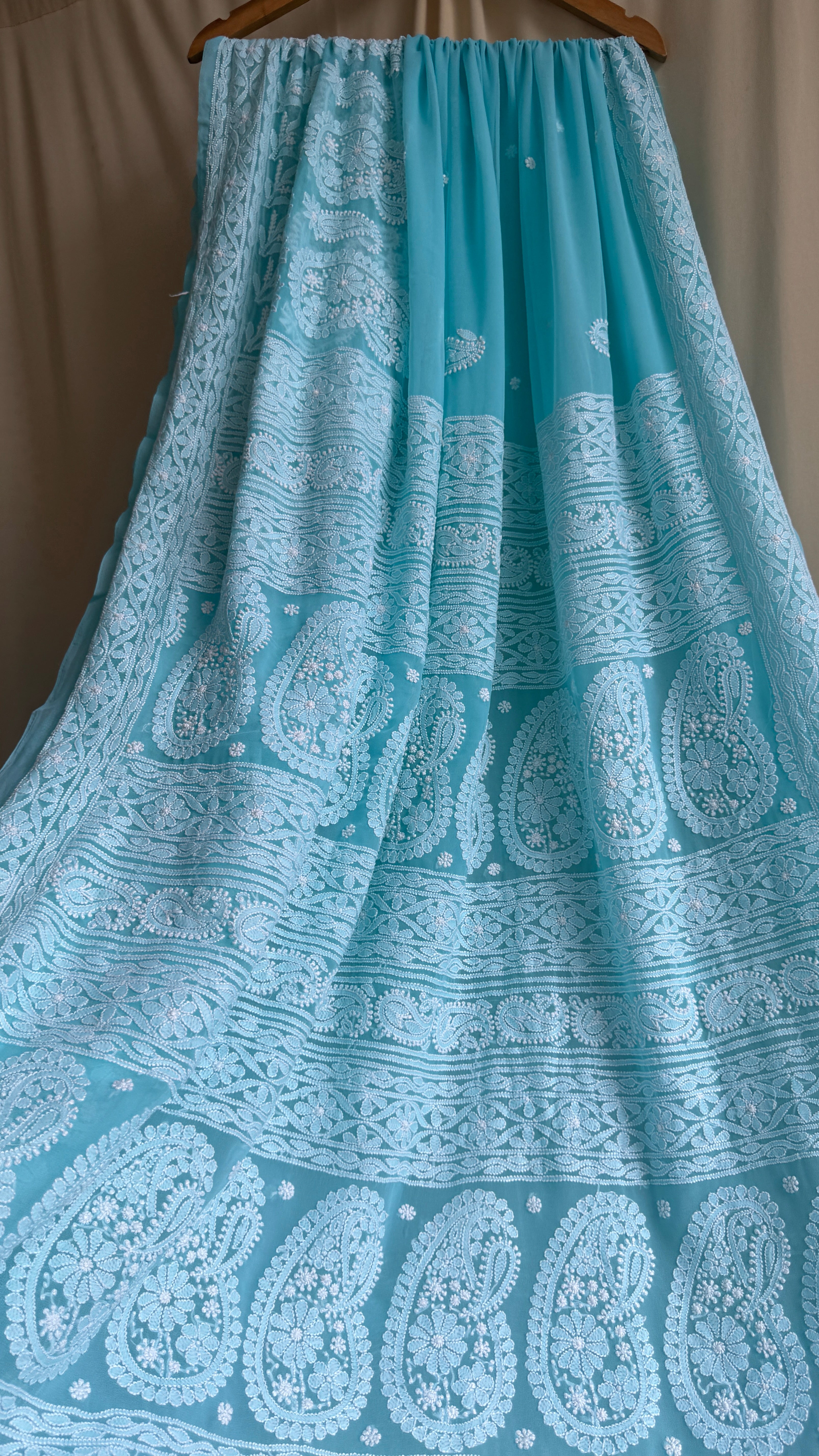 Georgette Chikankari saree in Blue