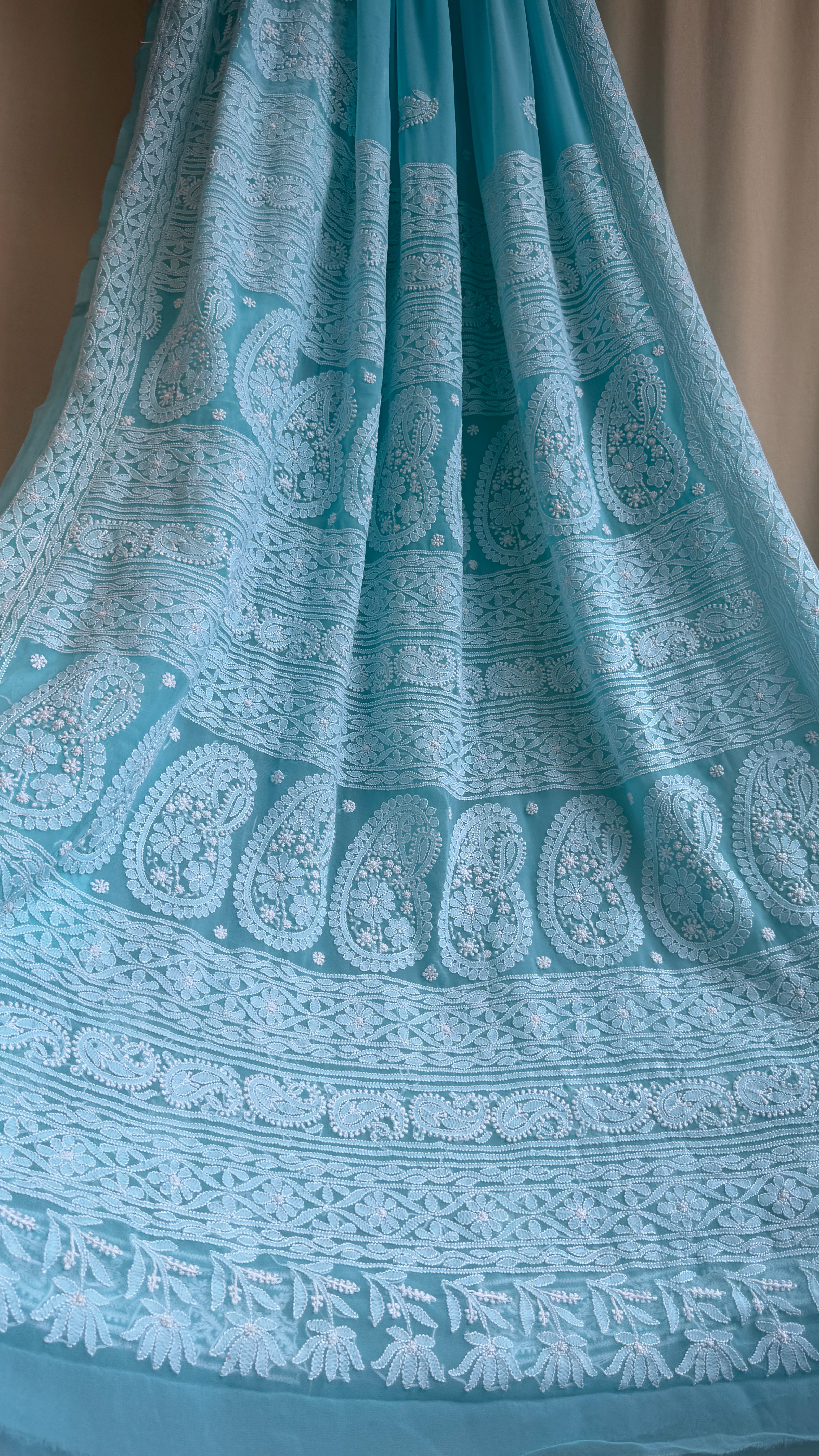Georgette Chikankari saree in Blue