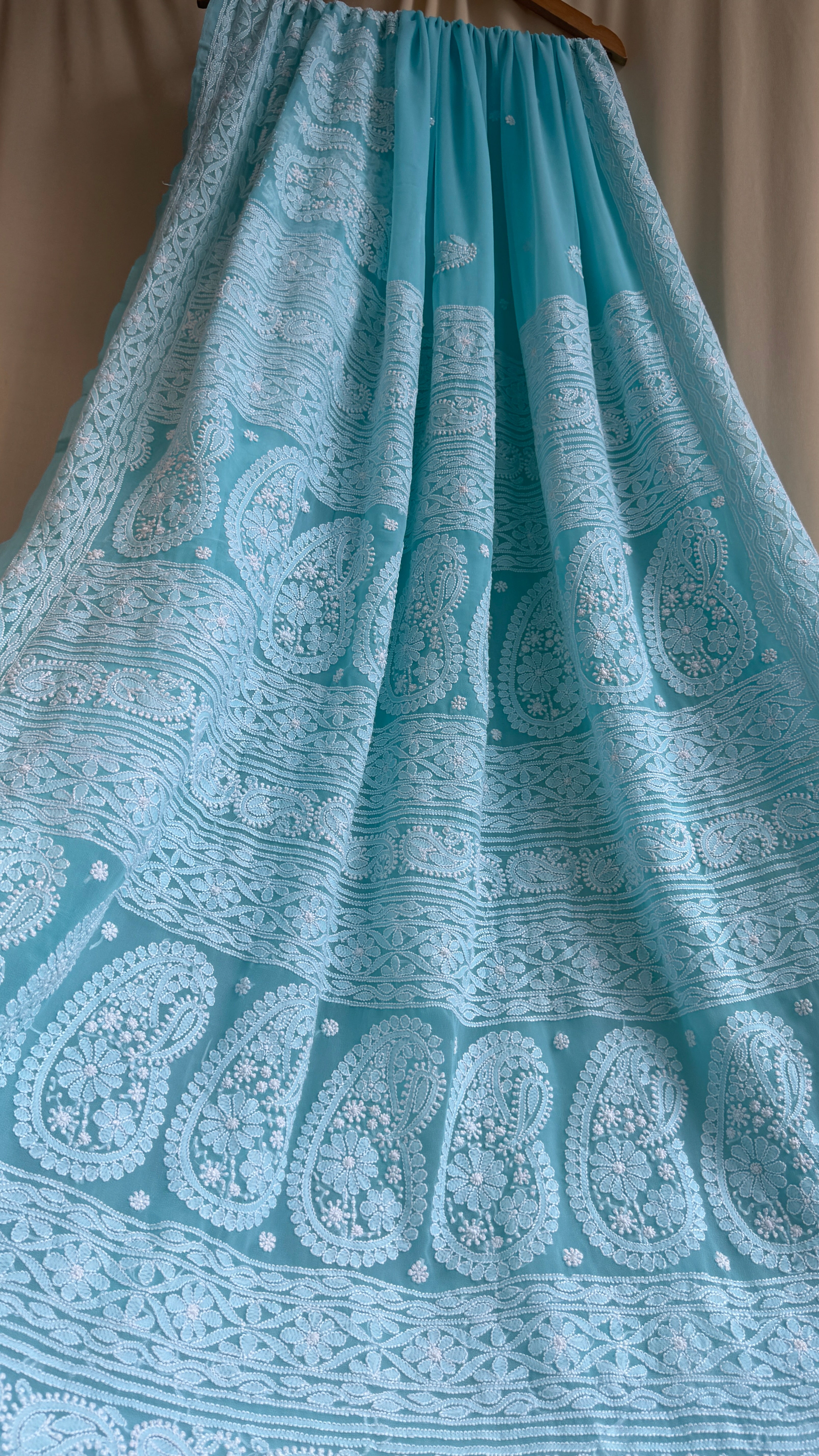 Georgette Chikankari saree in Blue