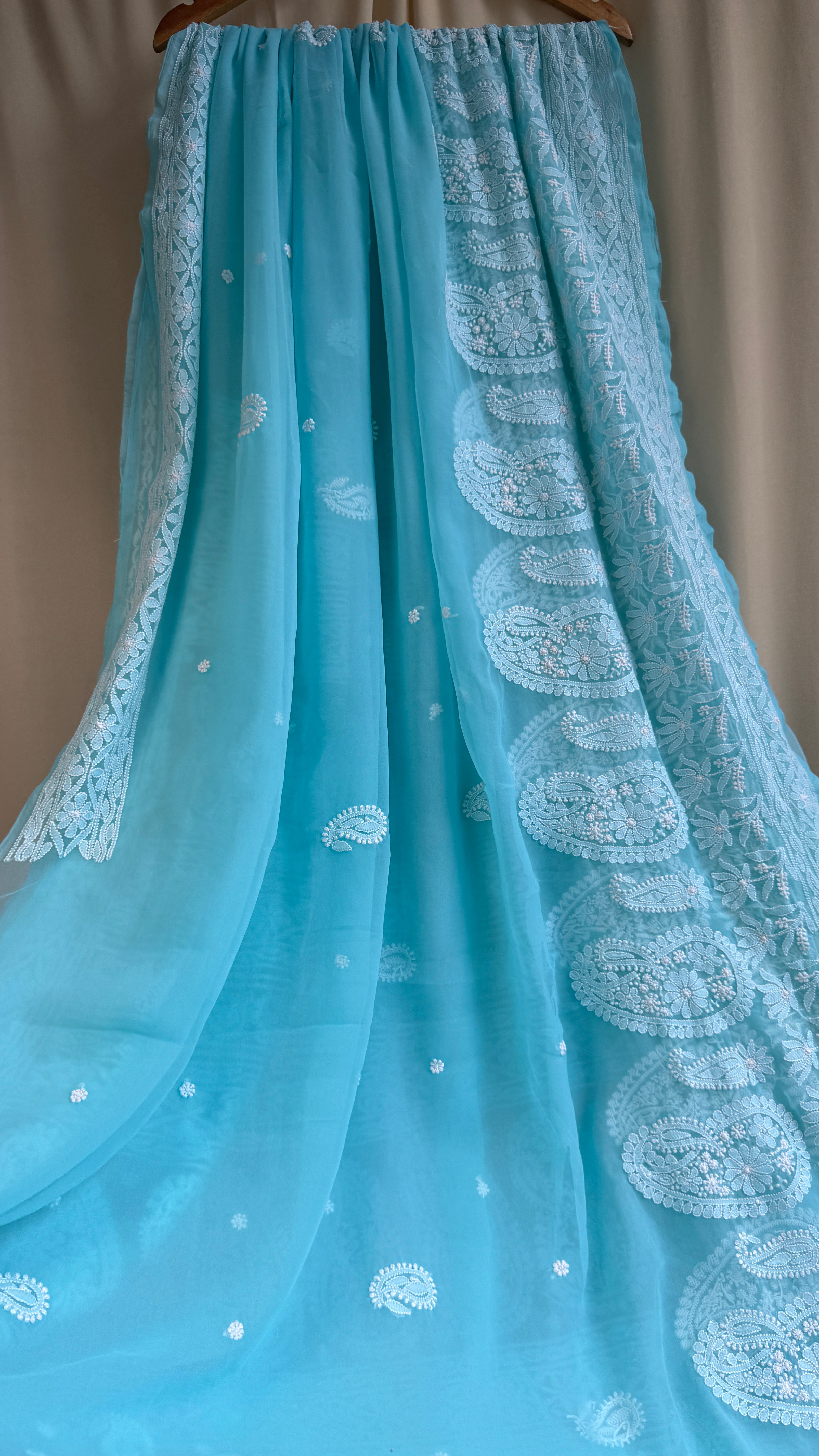 Georgette Chikankari saree in Blue