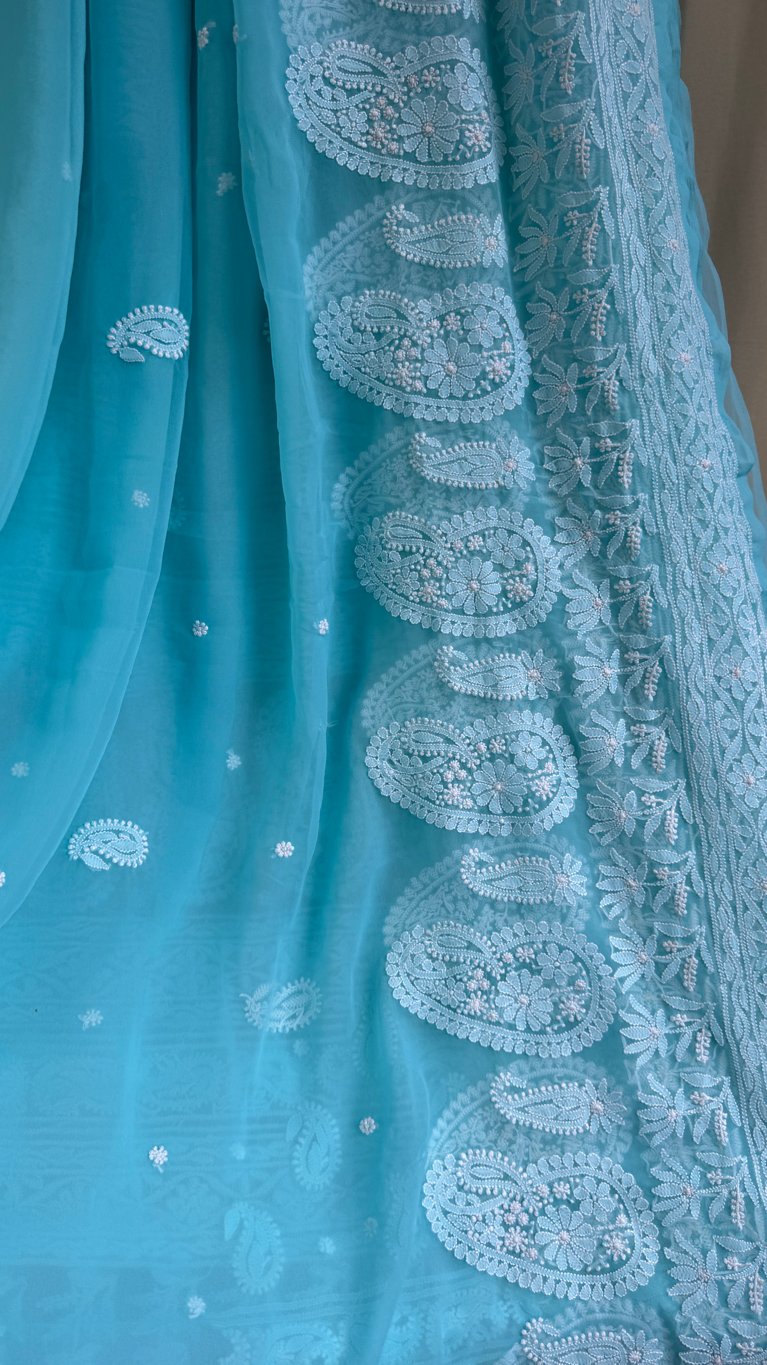 Georgette Chikankari saree in Blue