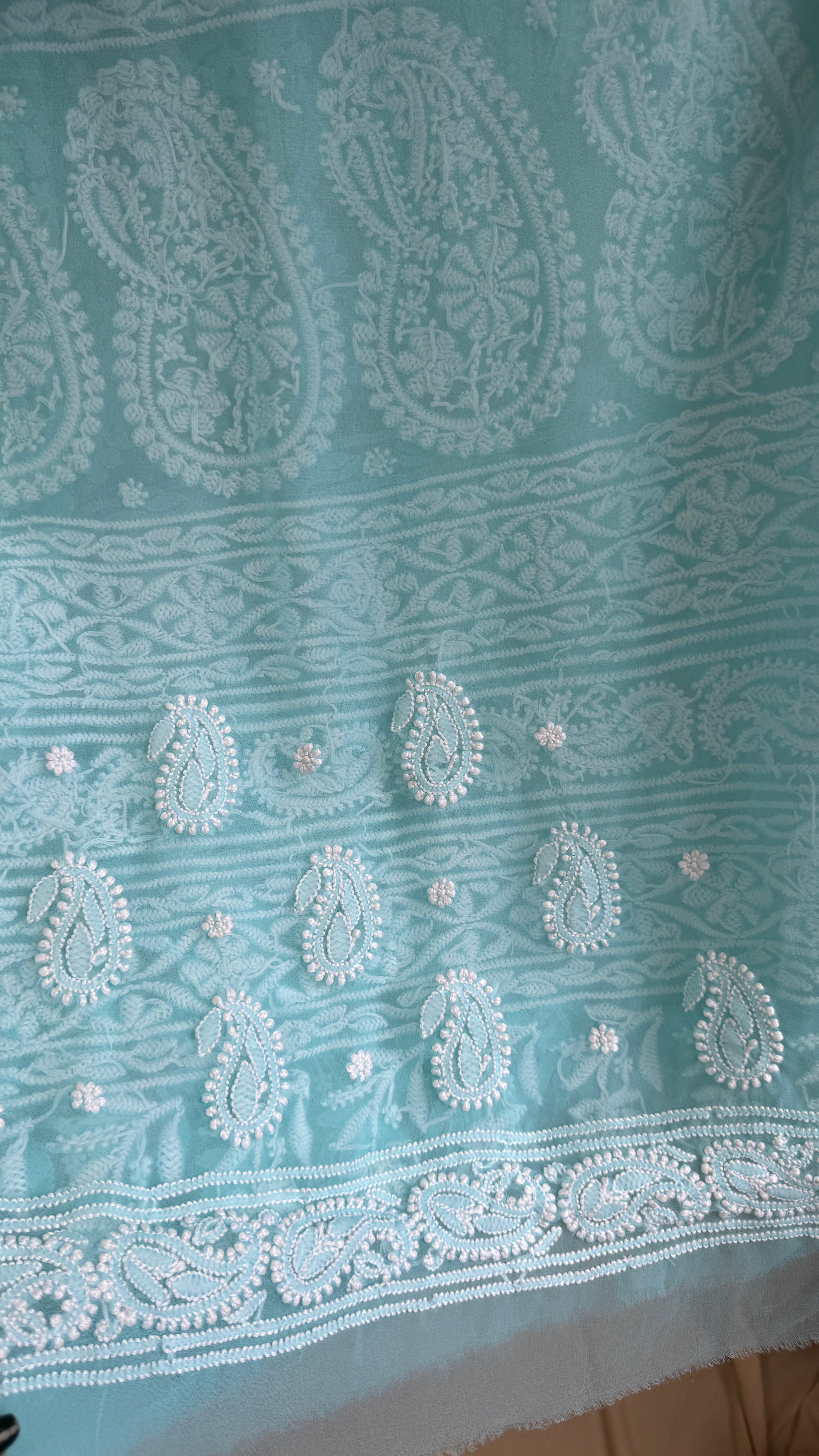 Georgette Chikankari saree in Blue