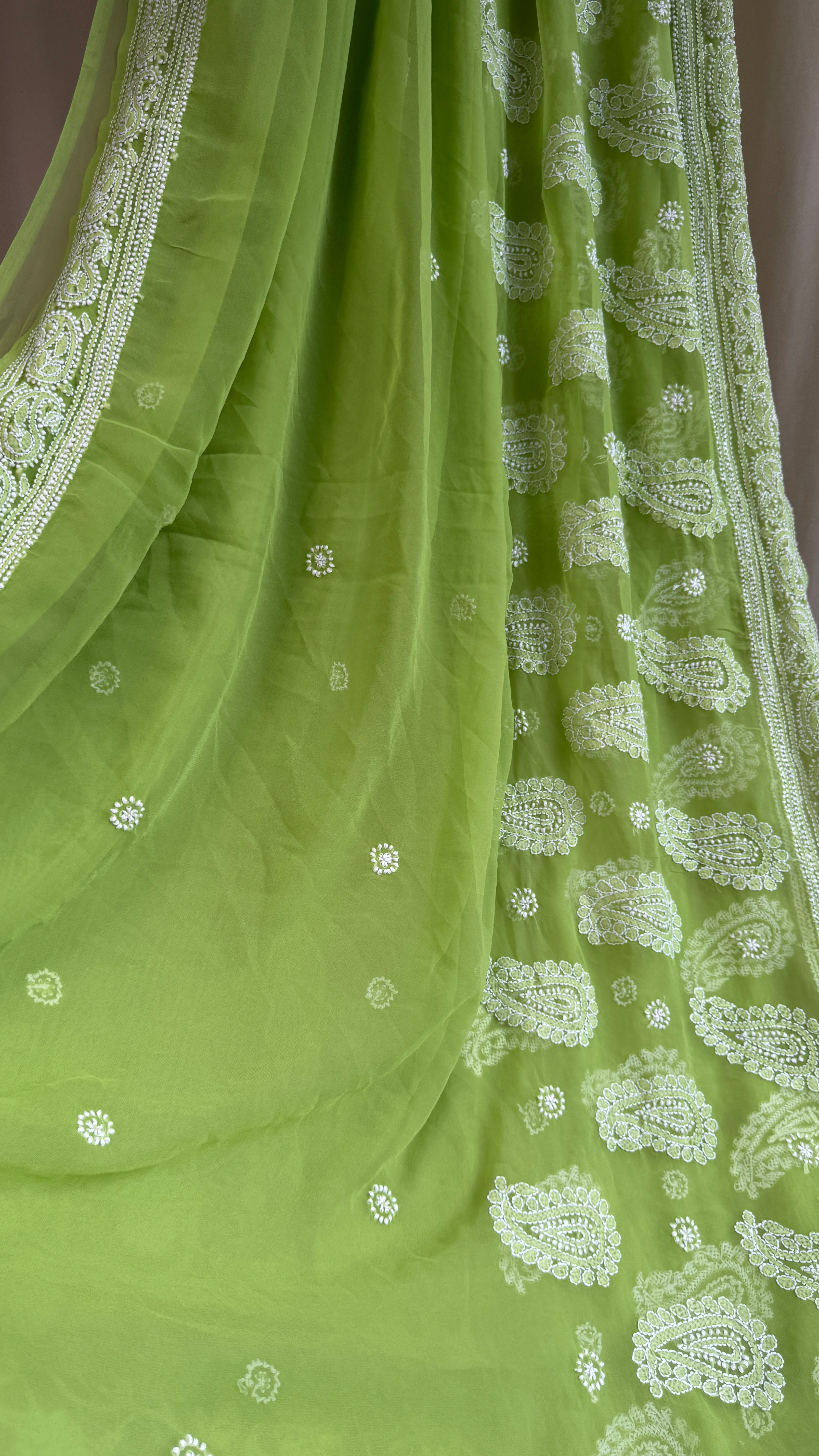 Georgette Chikankari saree in Green