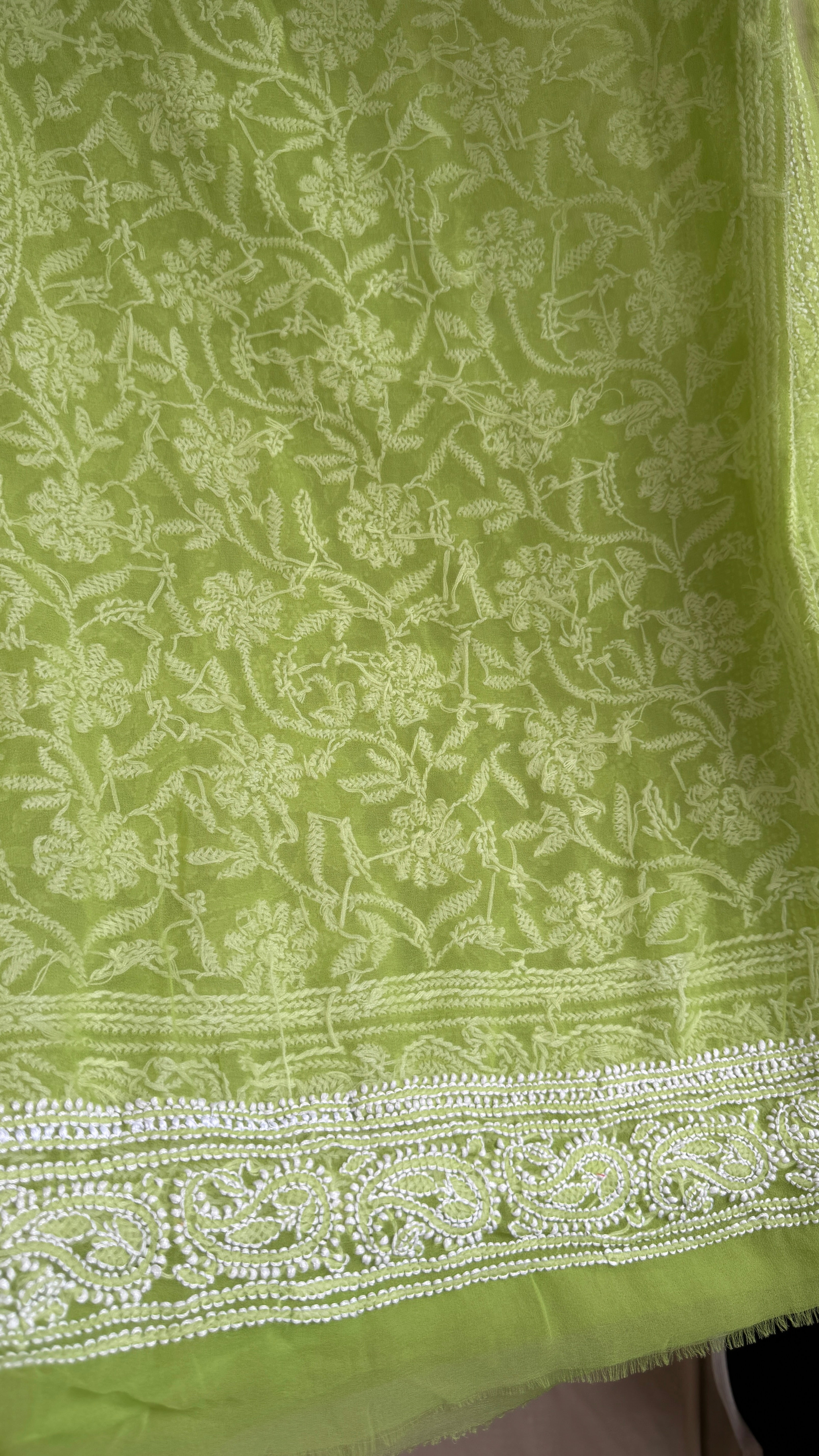 Georgette Chikankari saree in Green