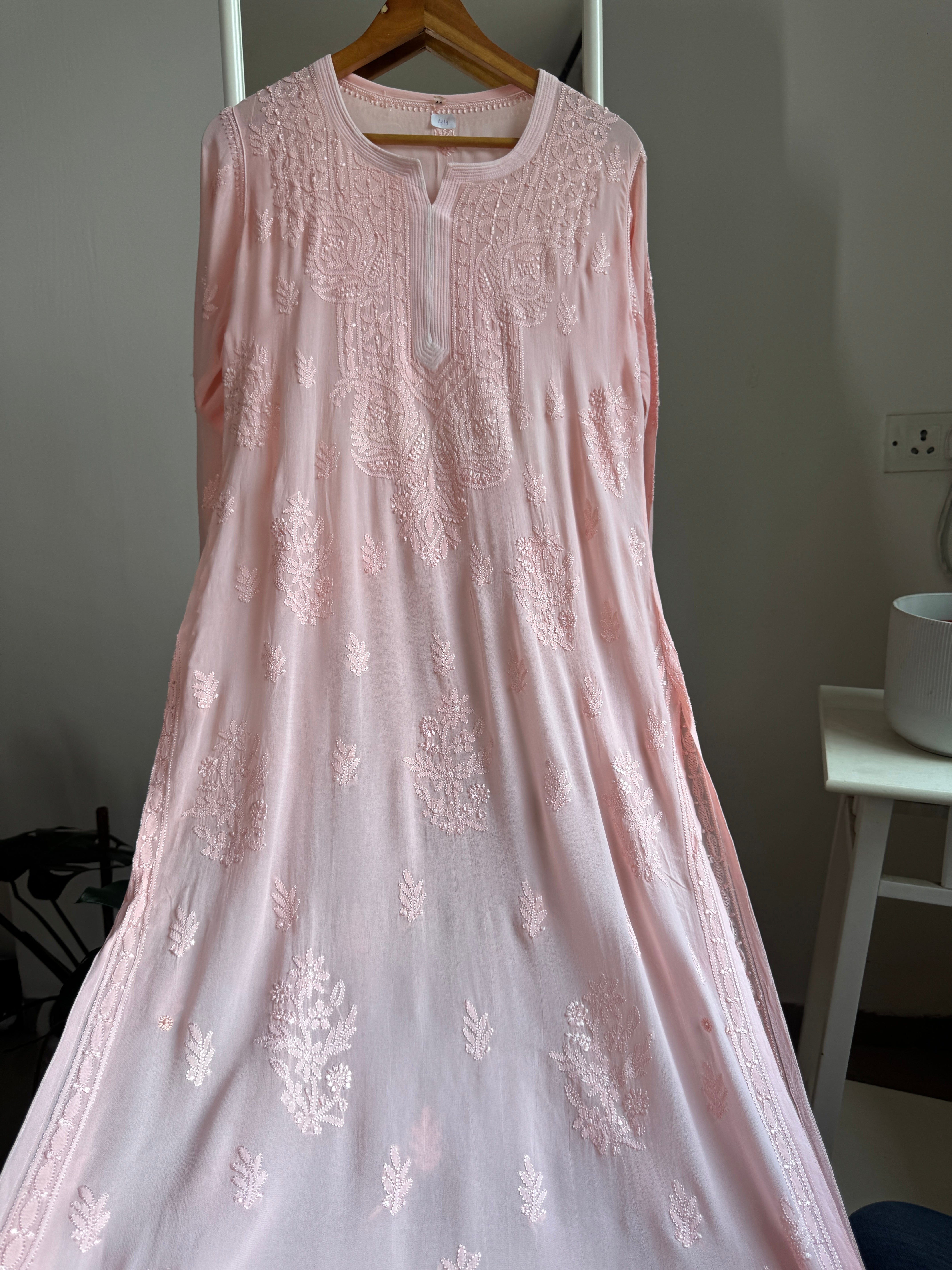 Viscose Kurti - Gala Booti- Peach ARIAA CHIKANKARI 