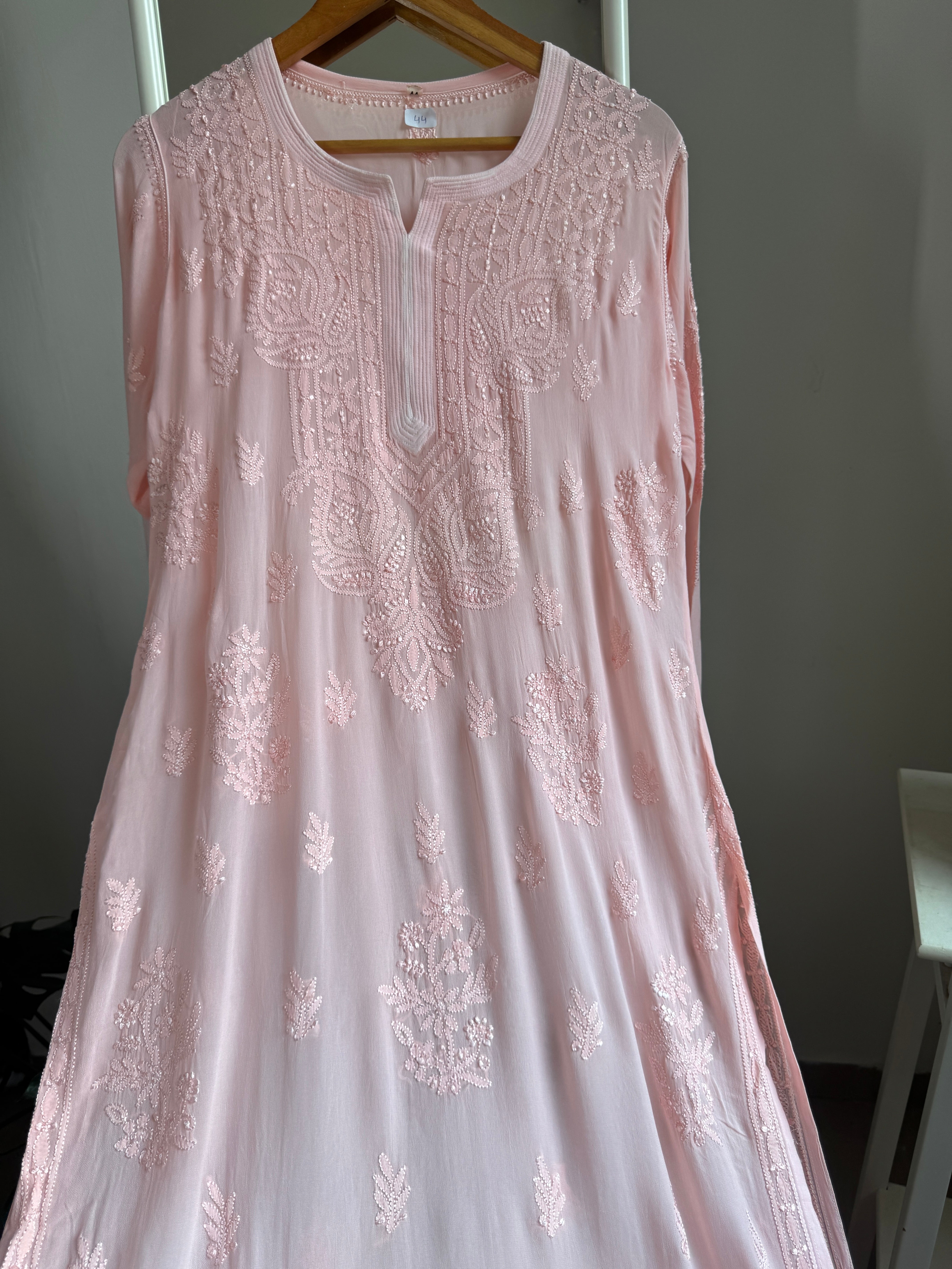 Viscose Kurti - Gala Booti- Peach ARIAA CHIKANKARI 