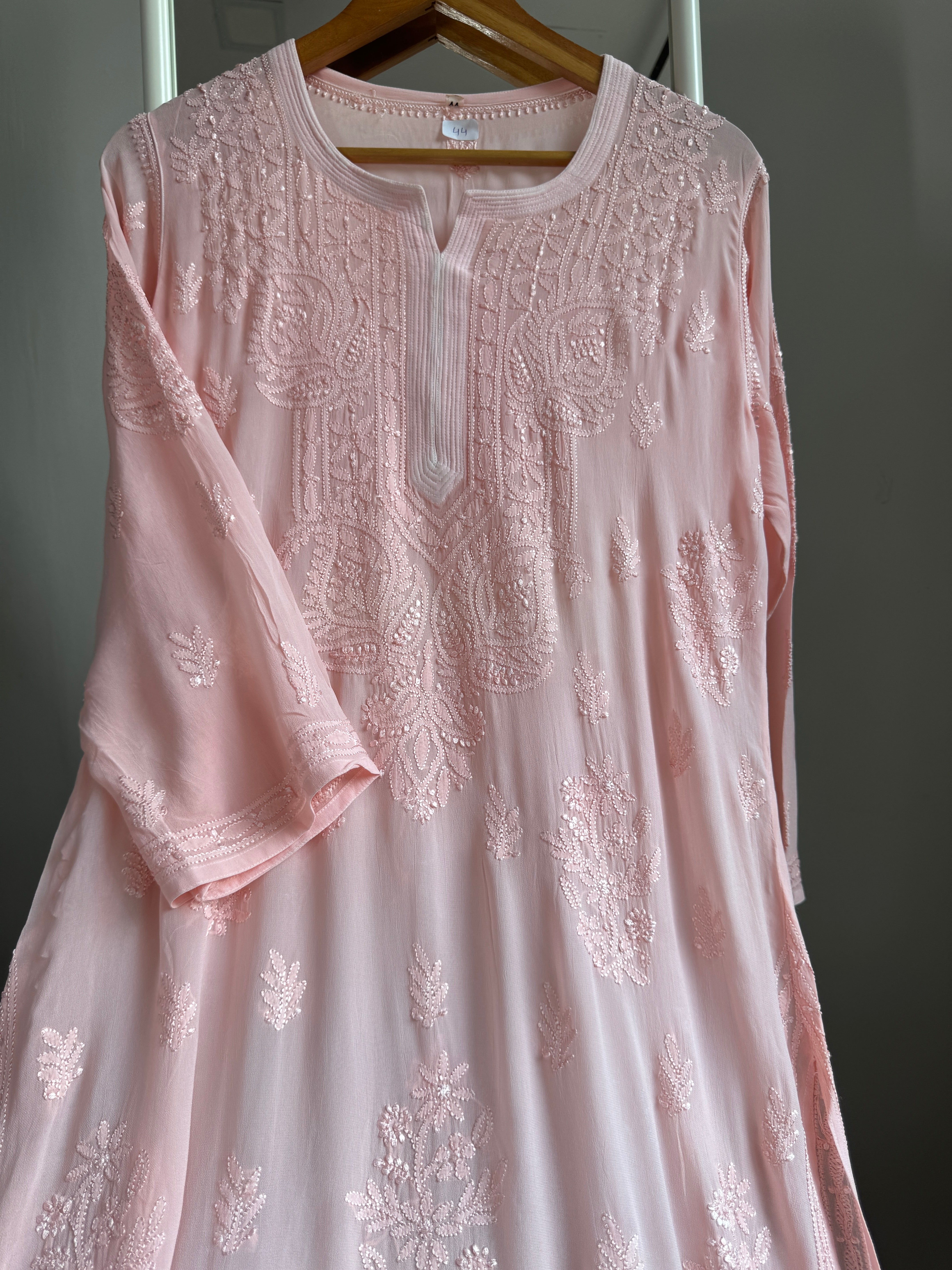Viscose Kurti - Gala Booti- Peach ARIAA CHIKANKARI 