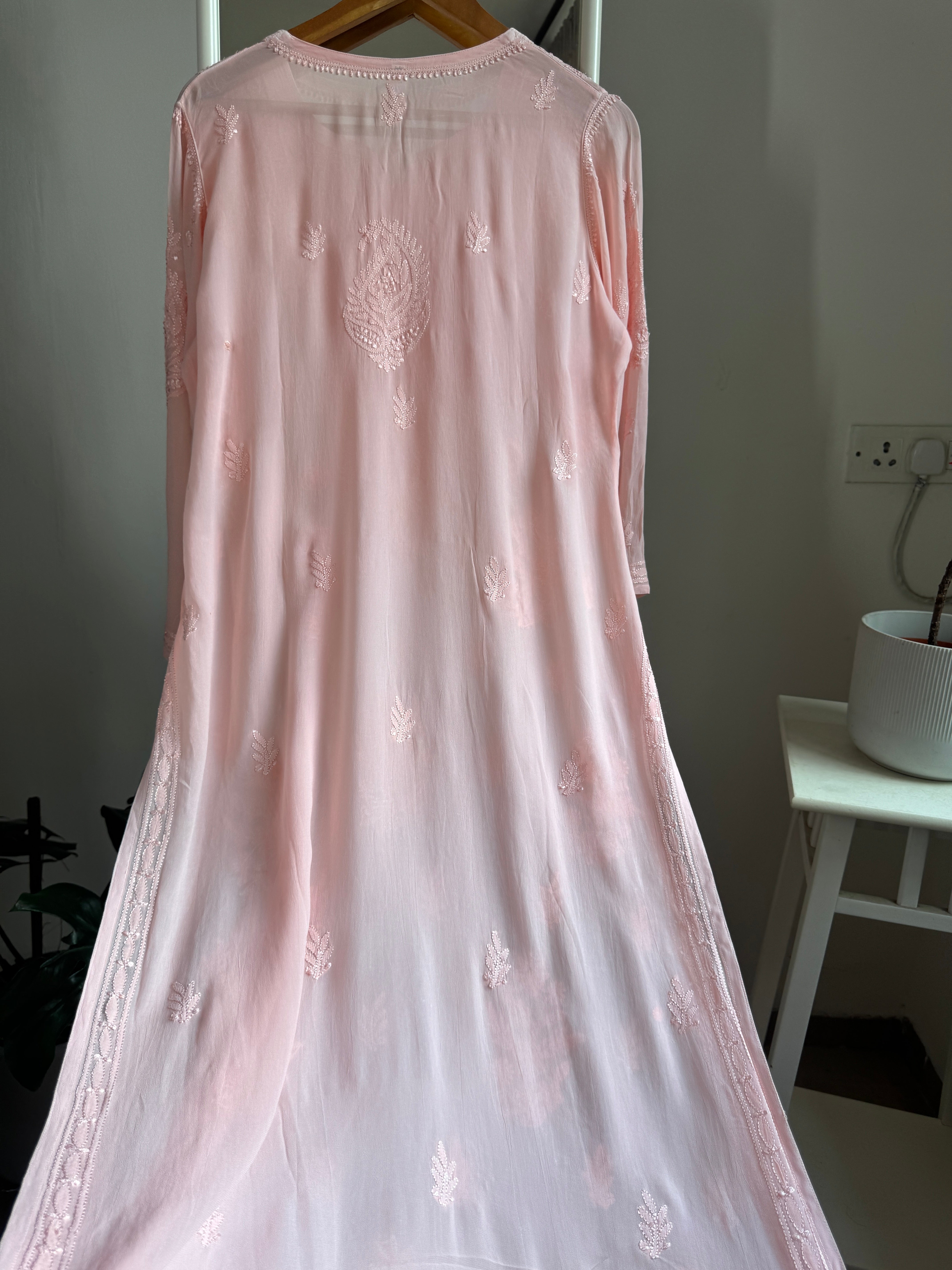 Viscose Kurti - Gala Booti- Peach ARIAA CHIKANKARI 