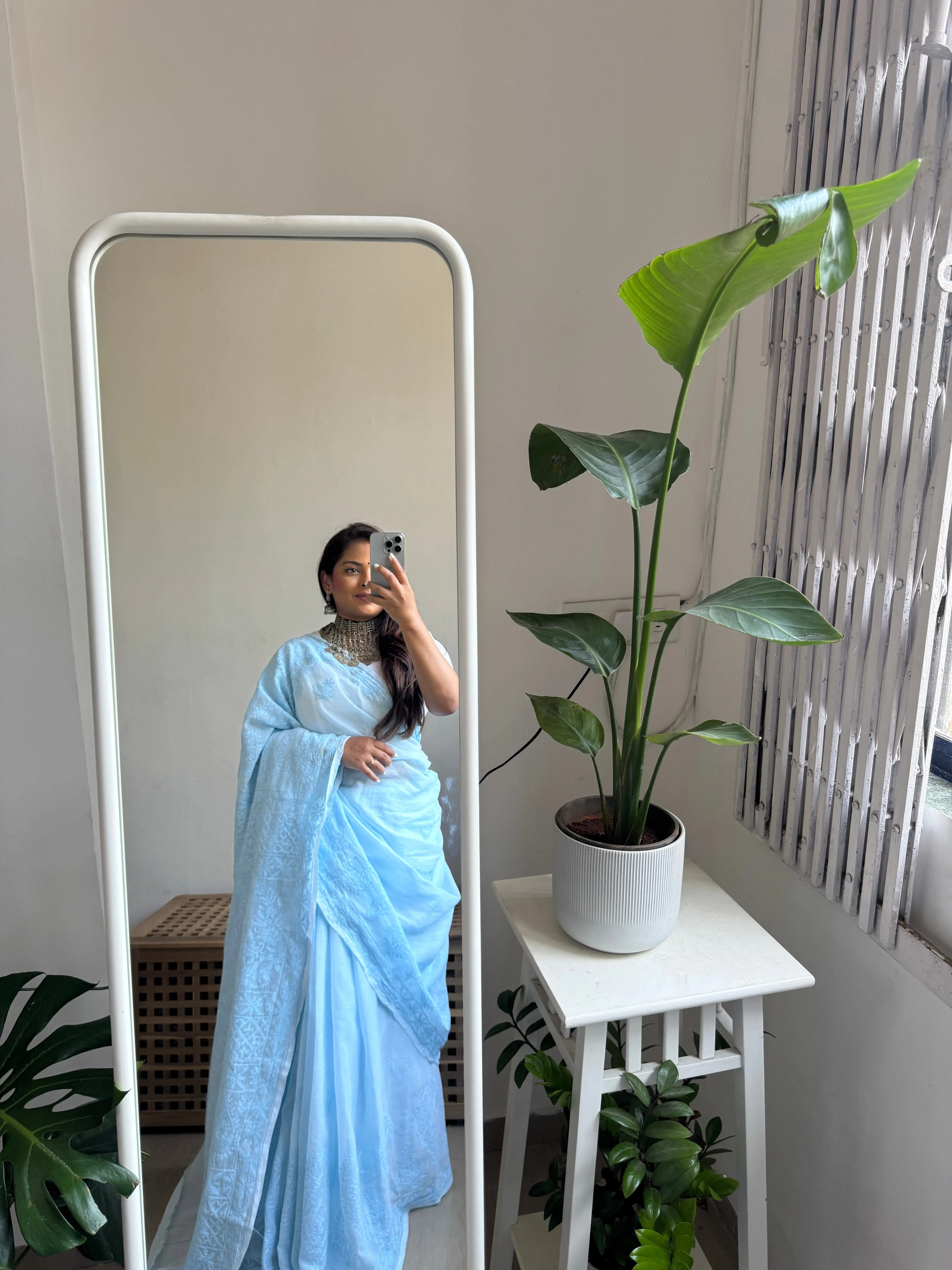 Kota Chikankari saree in Blue ARIAA CHIKANKARI 