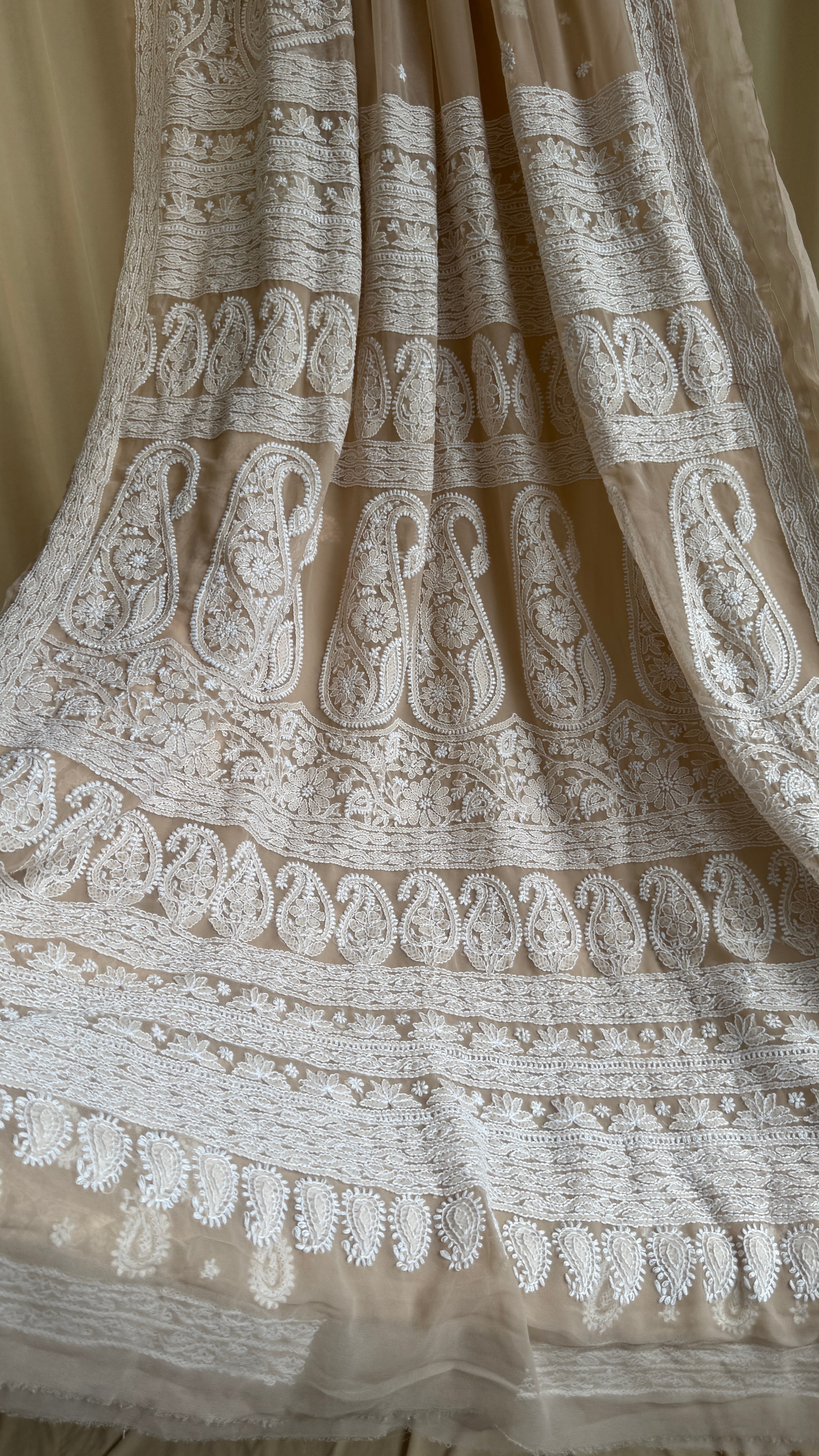Georgette Chikankari saree in Beige Brown