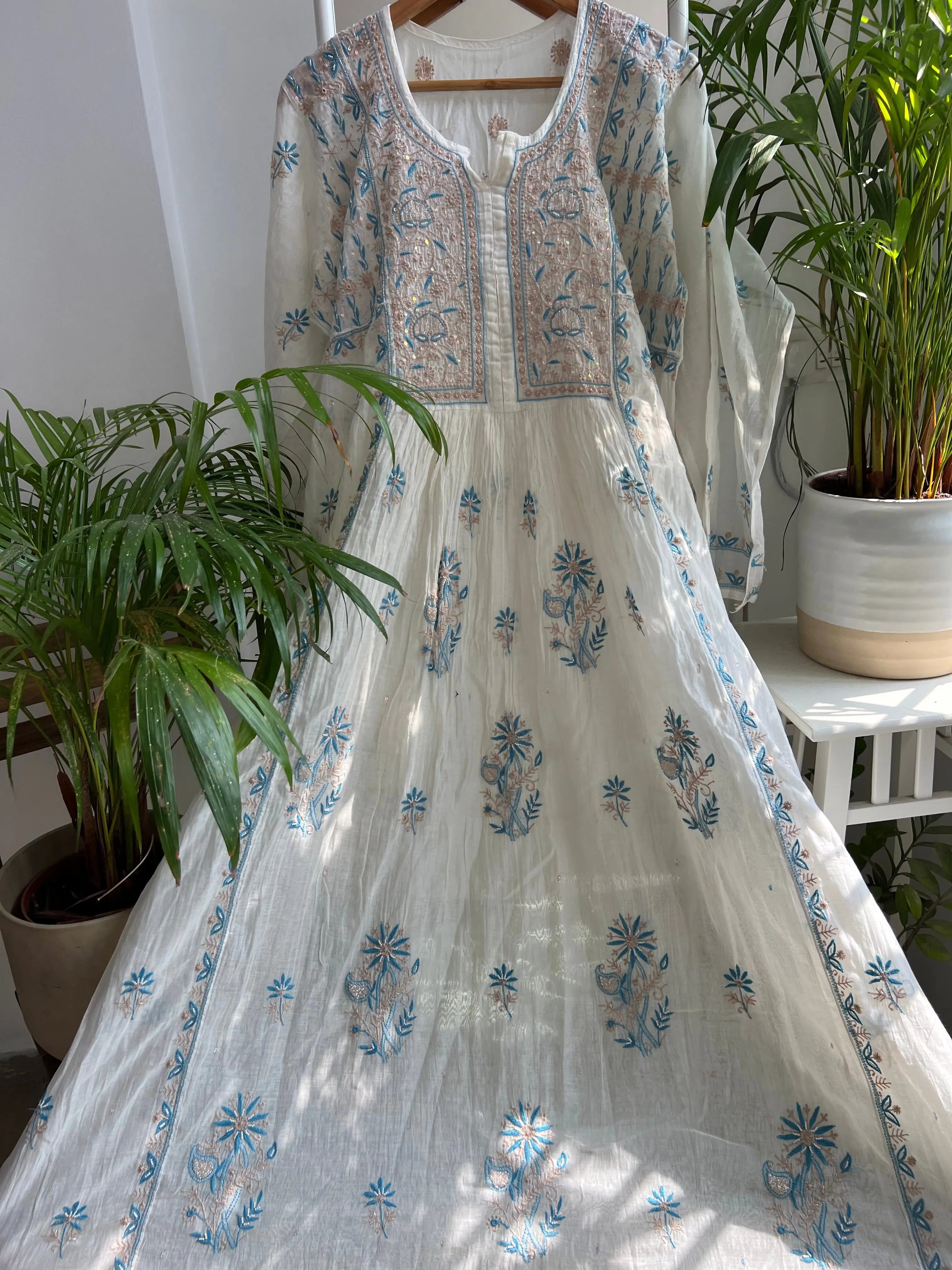 Mul Chanderi Anarkali - ARIAA CHIKANKARI 