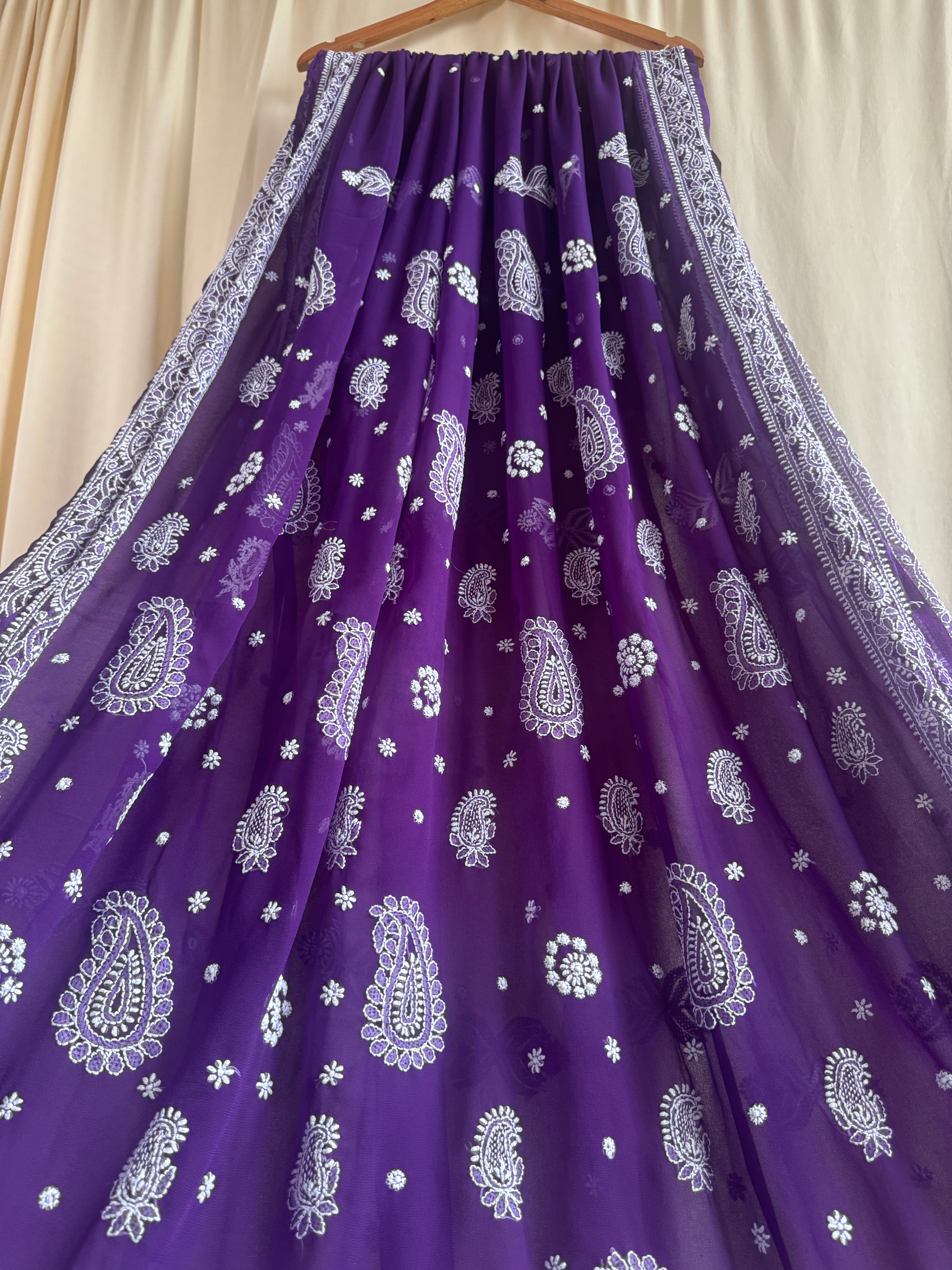 Georgette Chikankari saree in Purple ARIAA CHIKANKARI 