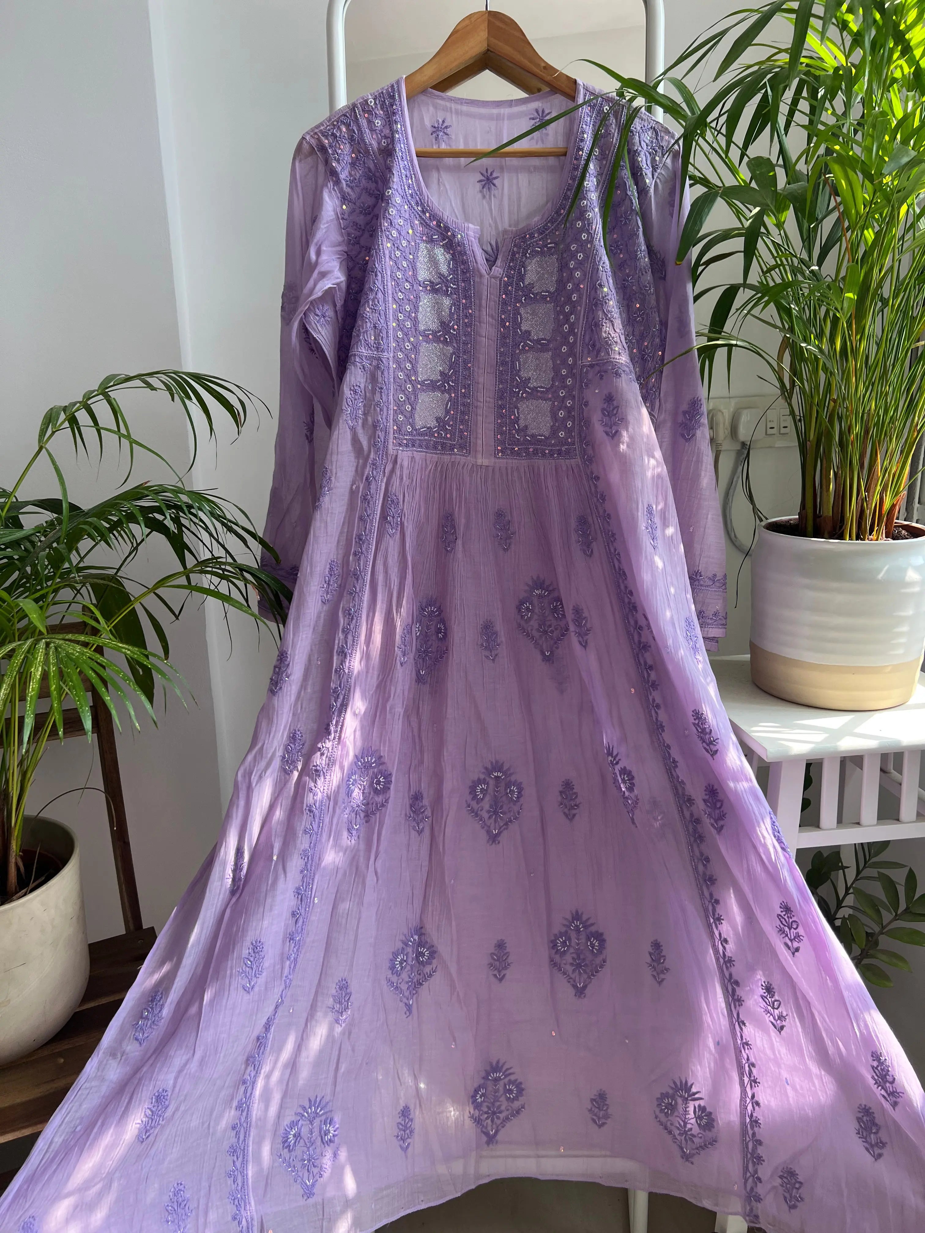 Mul Chanderi Anarkali - ARIAA CHIKANKARI 