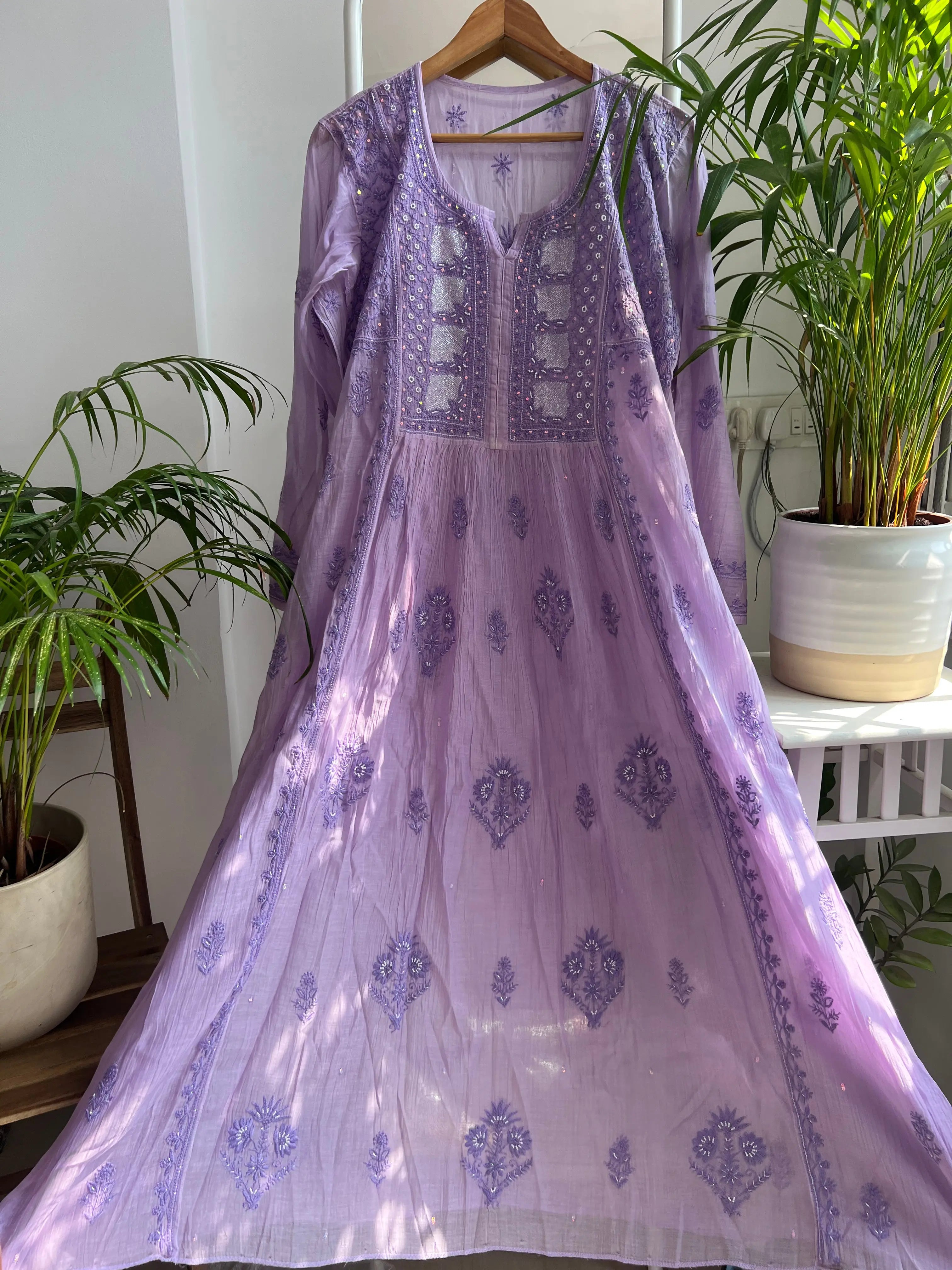 Mul Chanderi Anarkali - ARIAA CHIKANKARI 