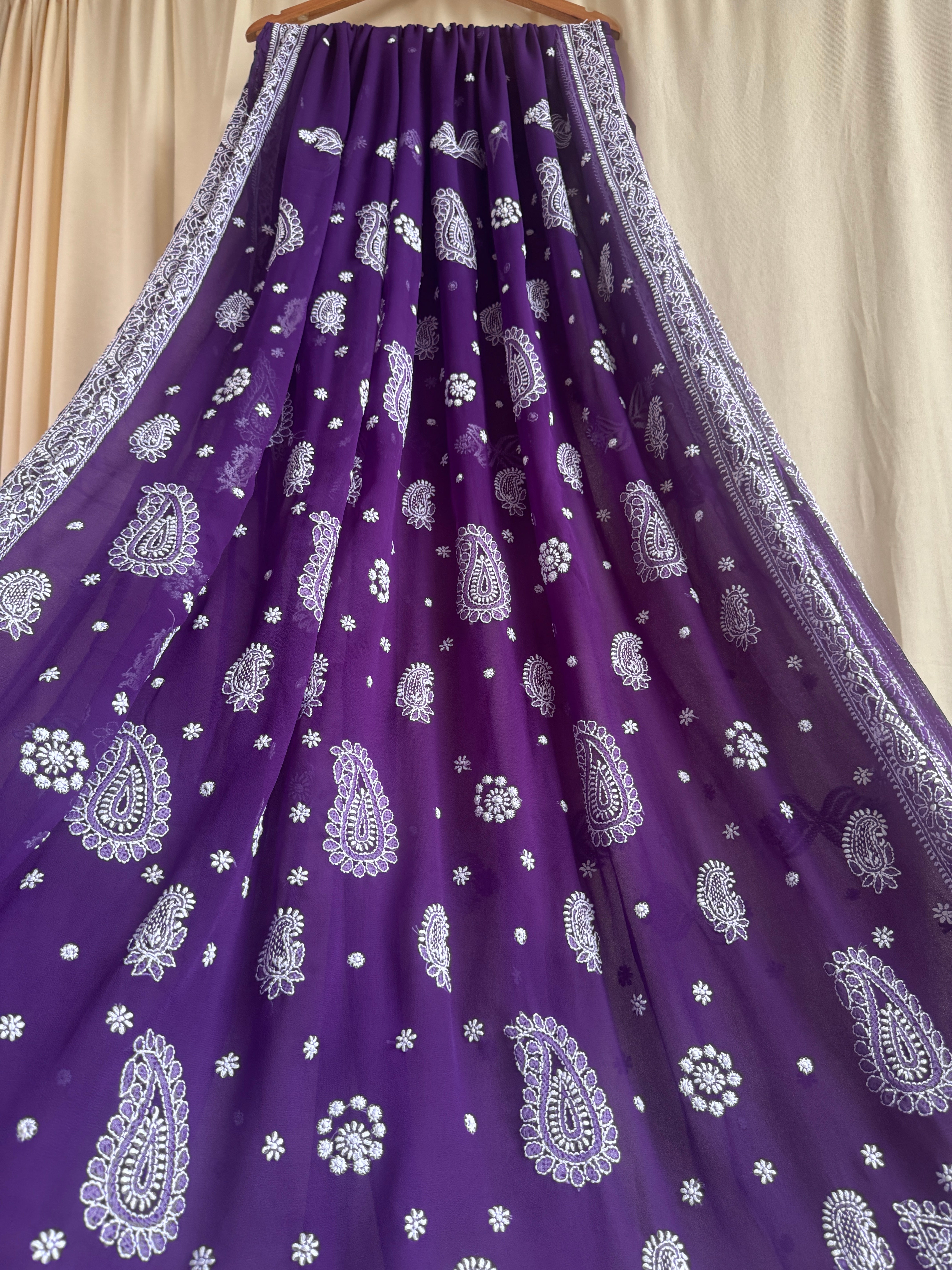 Georgette Chikankari saree in Purple ARIAA CHIKANKARI 
