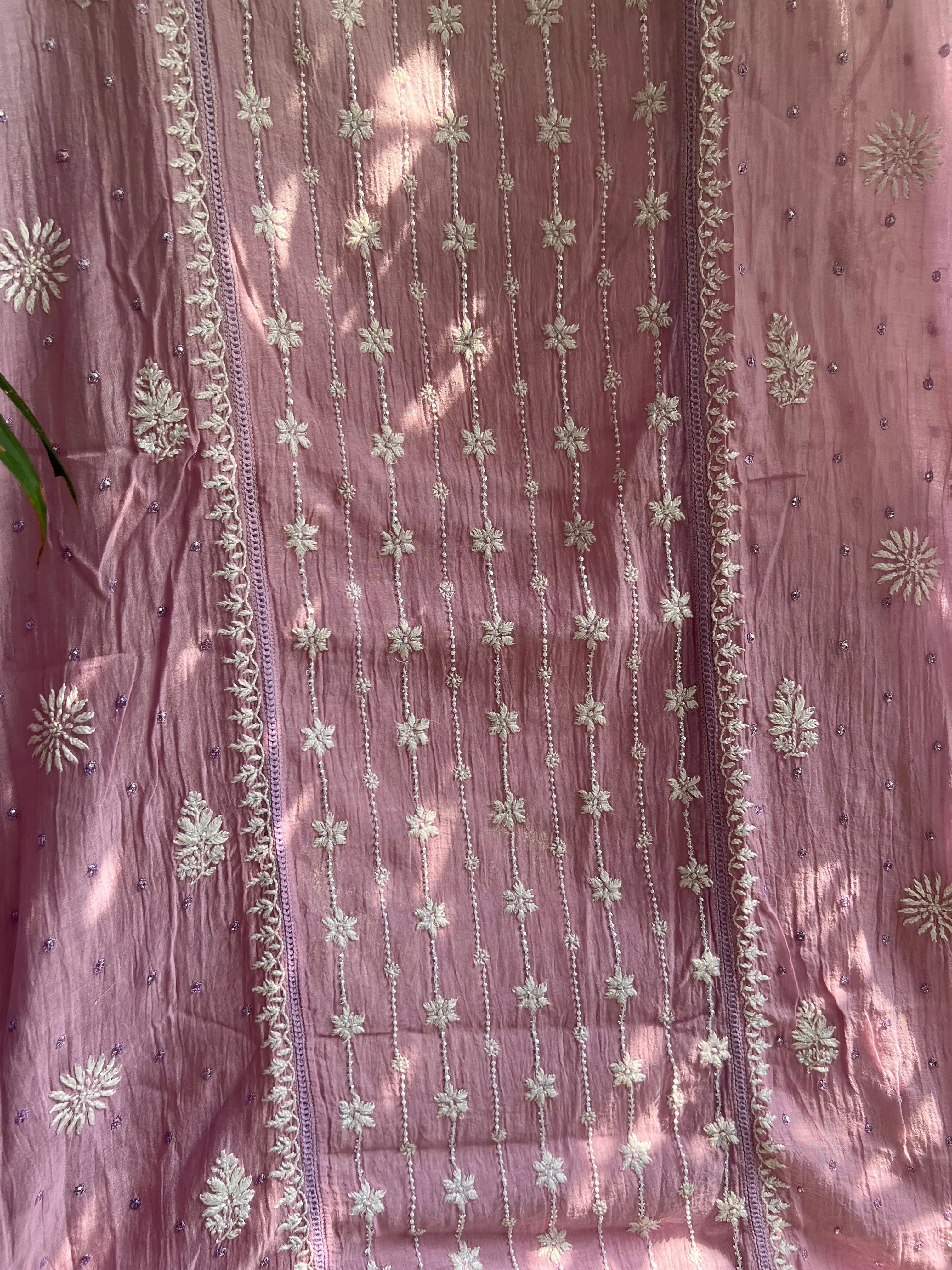 Mul Chanderi Tunic - Lilac Ombre' ARIAA CHIKANKARI 