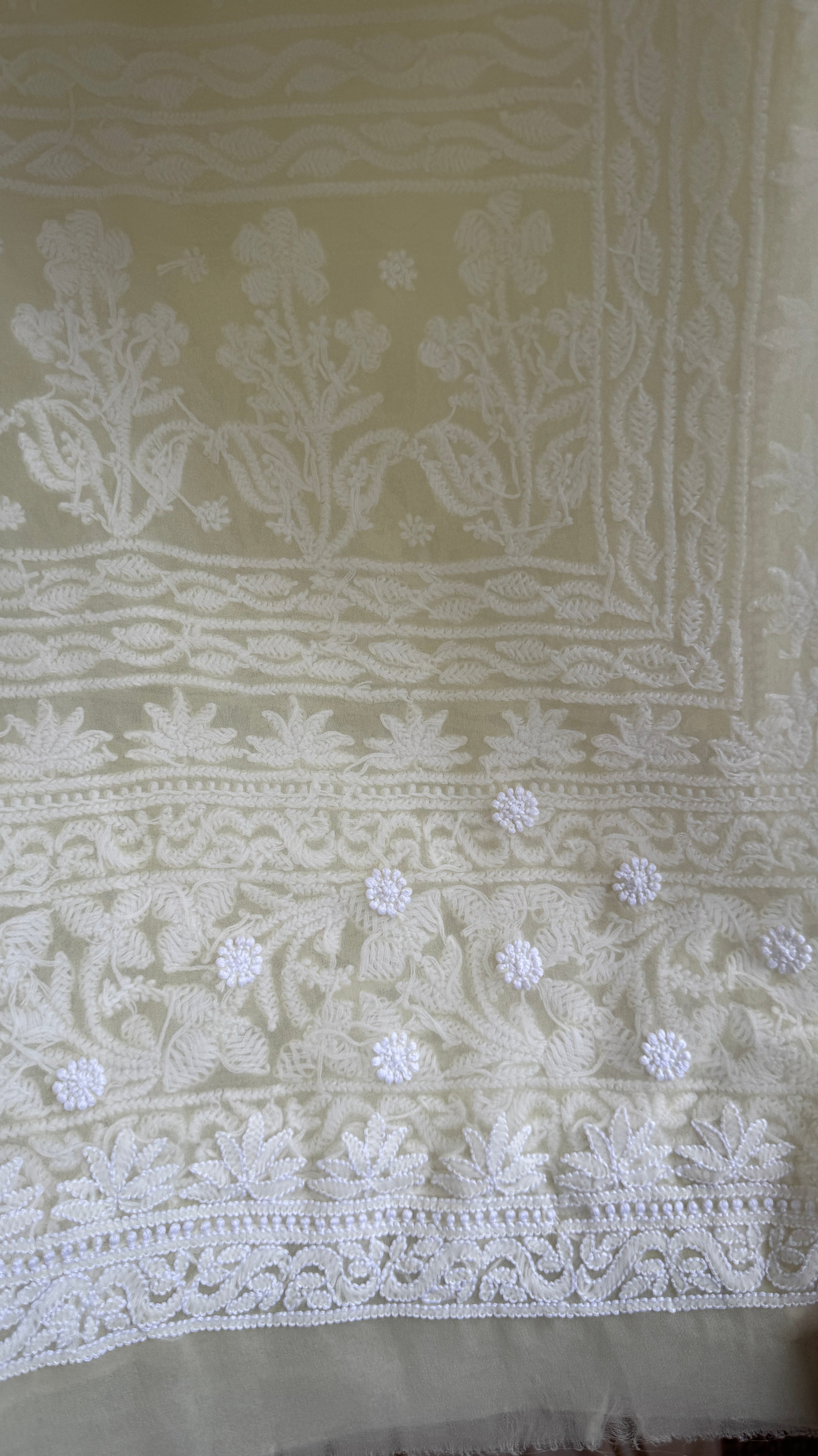 Georgette Chikankari saree in Lemon Yellow
