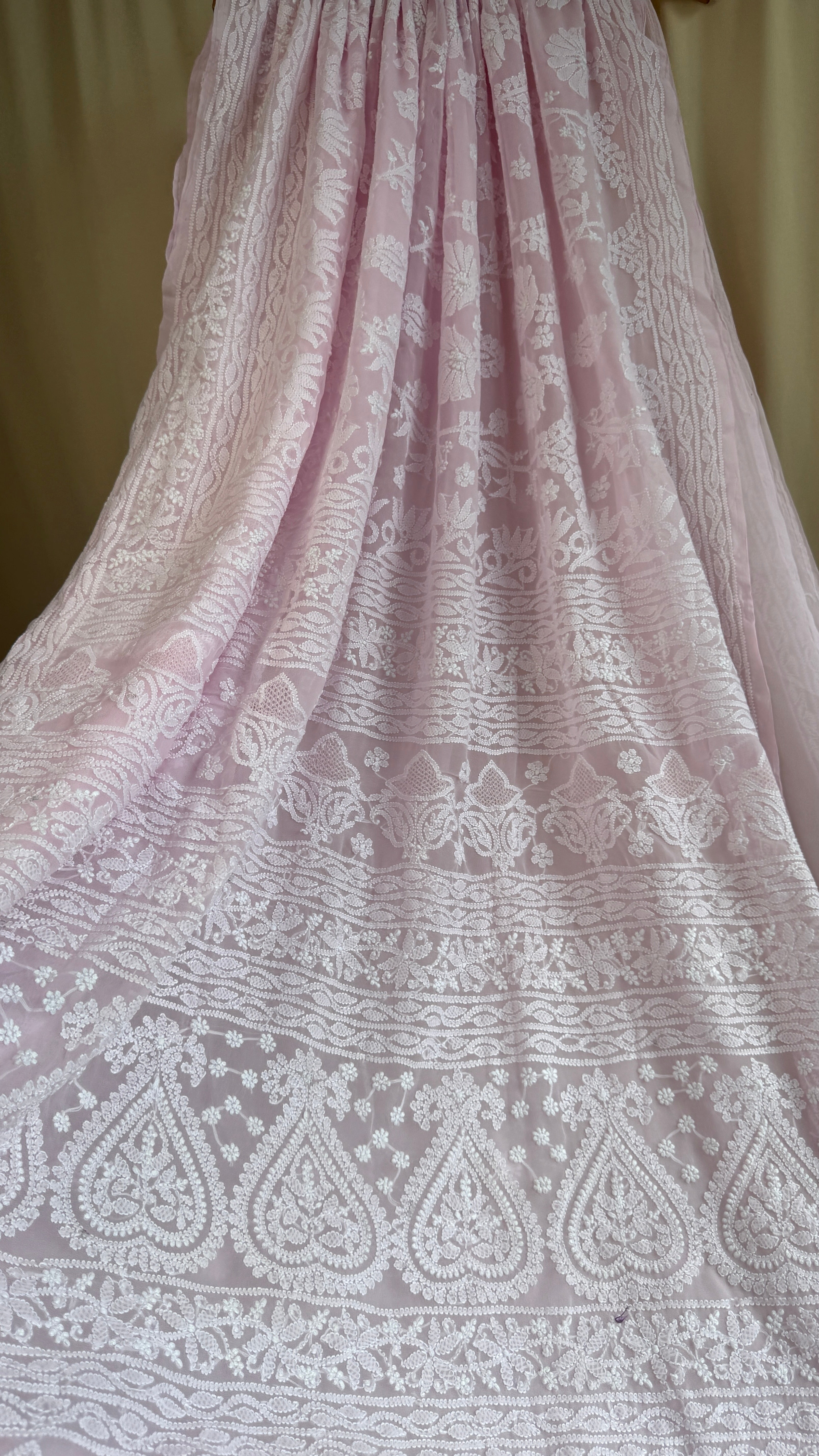 Georgette Chikankari saree in Pink