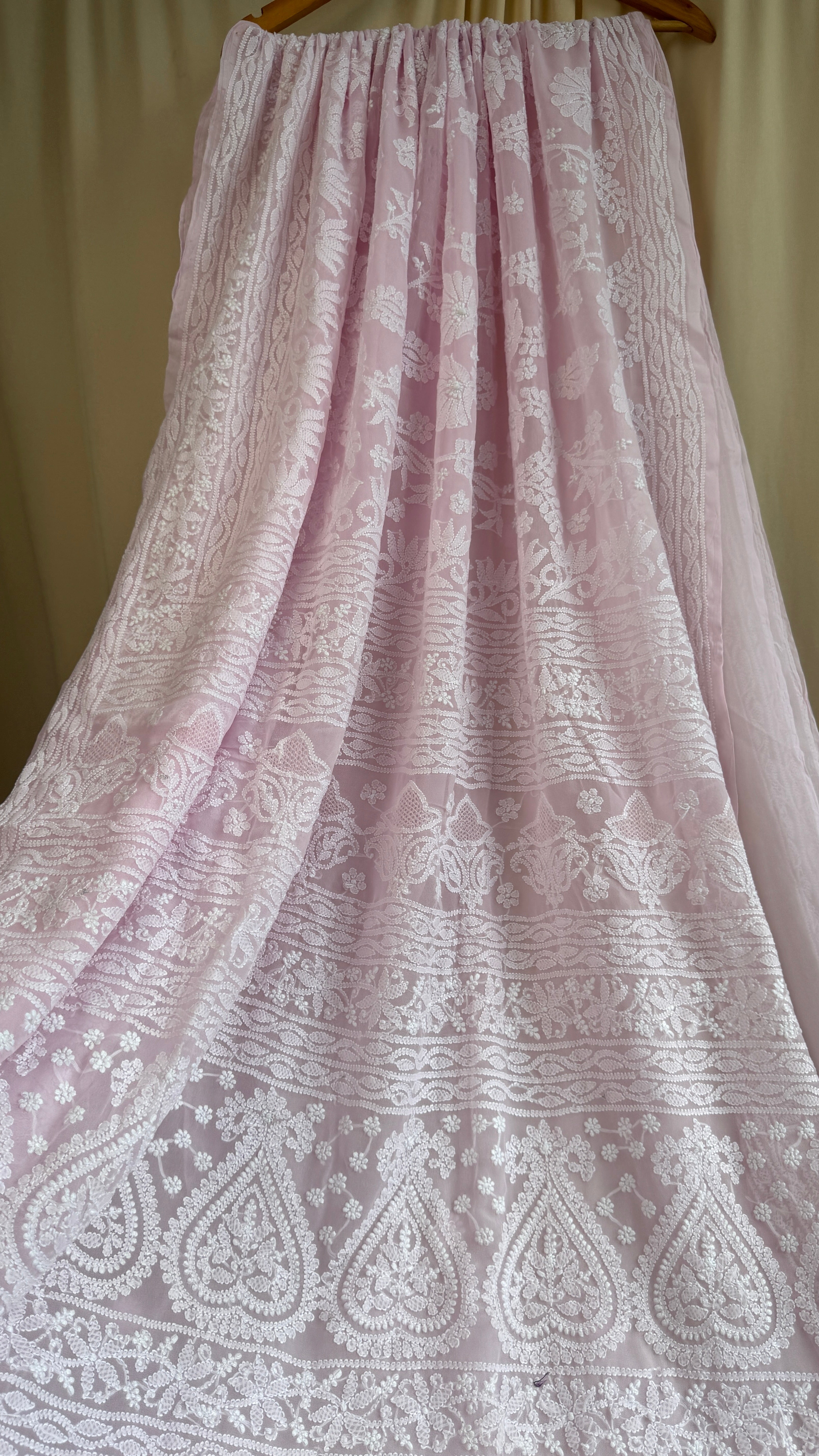 Georgette Chikankari saree in Pink