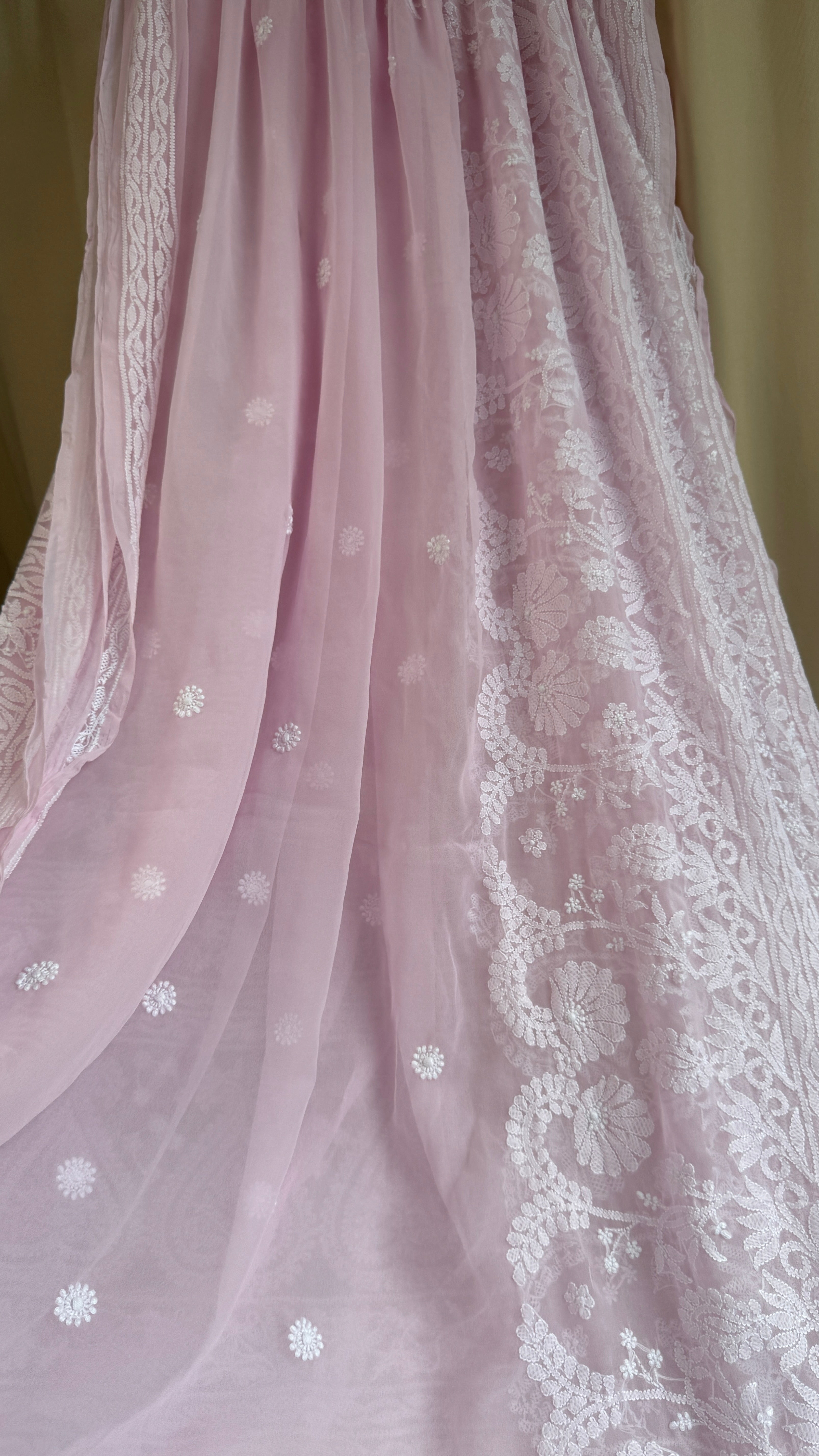Georgette Chikankari saree in Pink