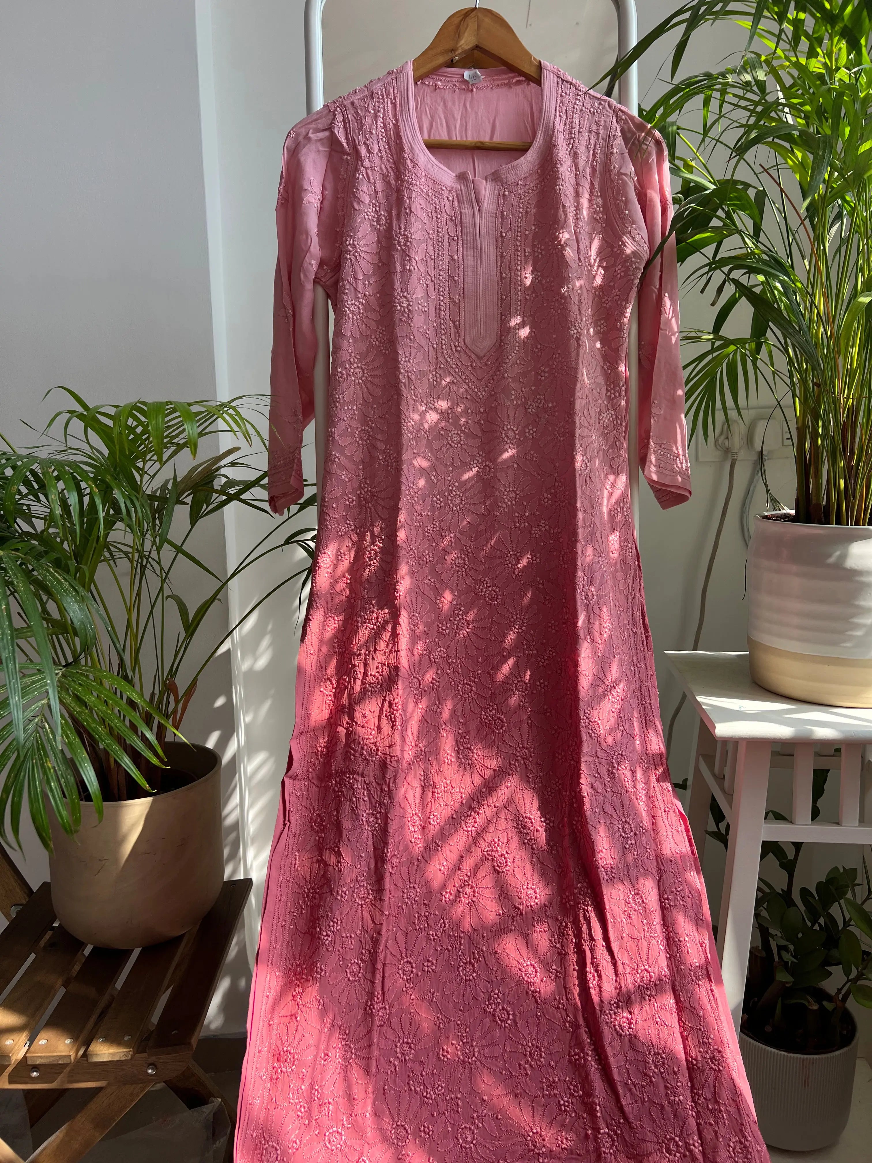 Viscose Kurti - Rosewood Ombre ARIAA CHIKANKARI 