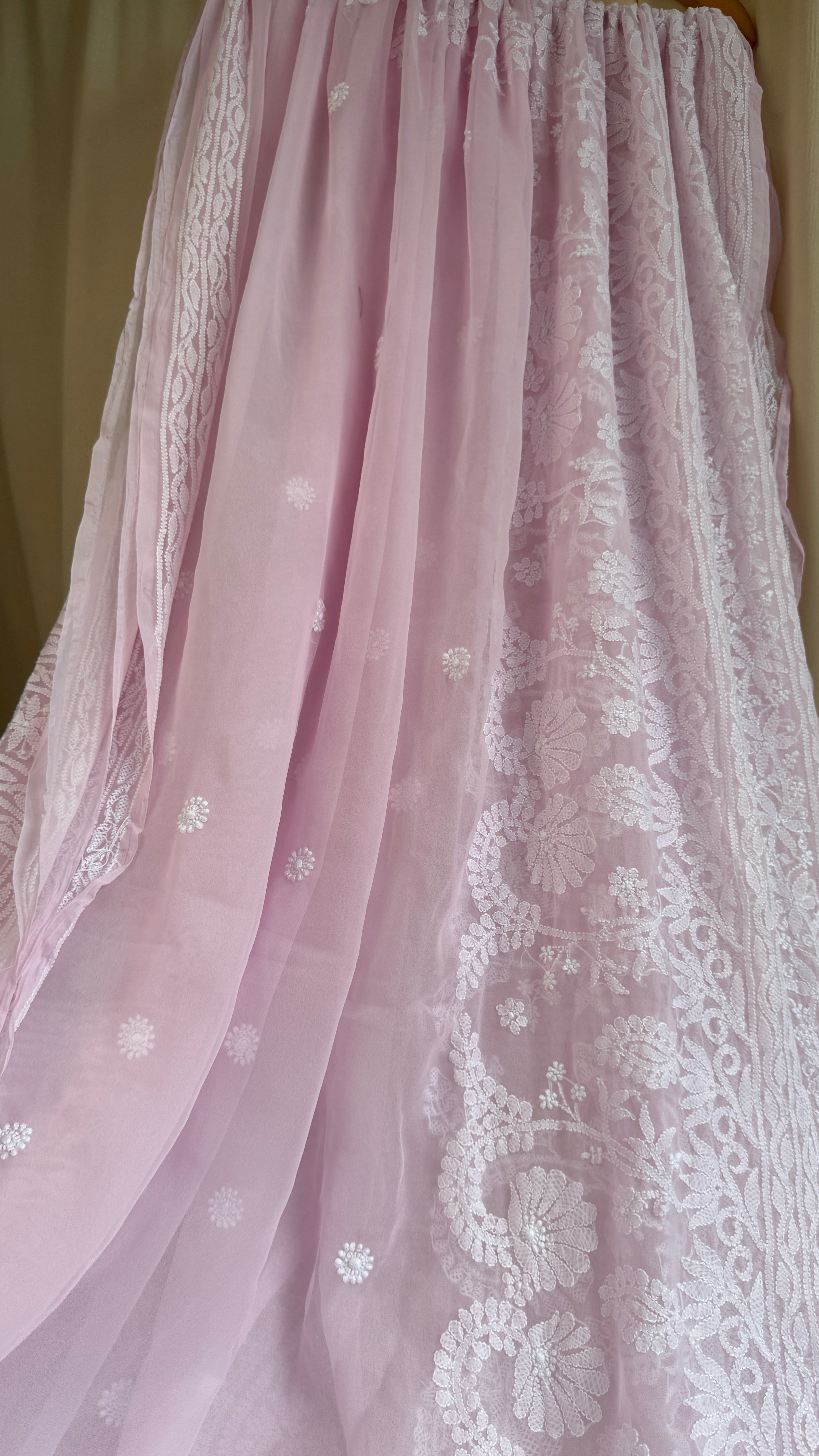 Georgette Chikankari saree in Pink