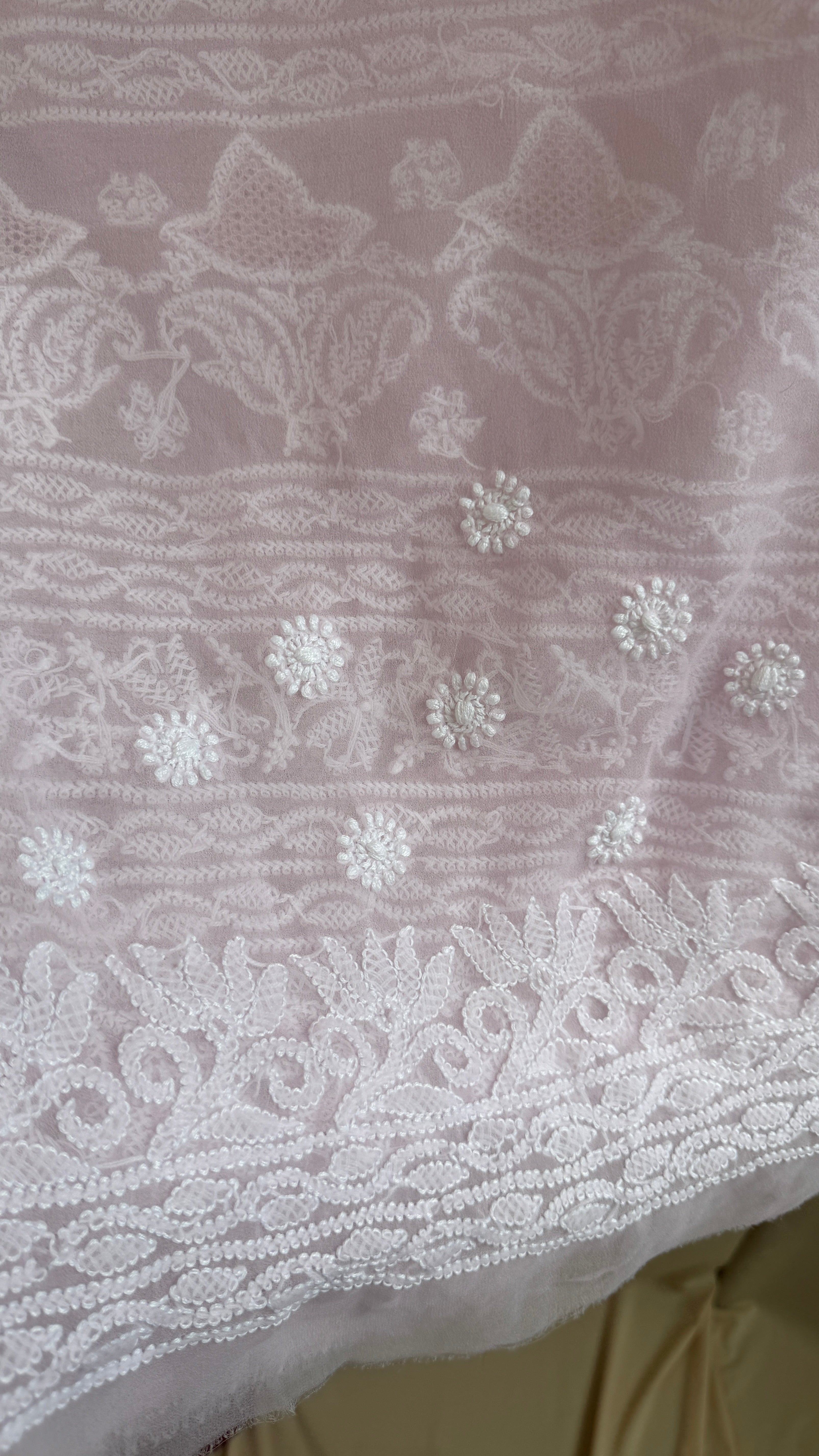 Georgette Chikankari saree in Pink