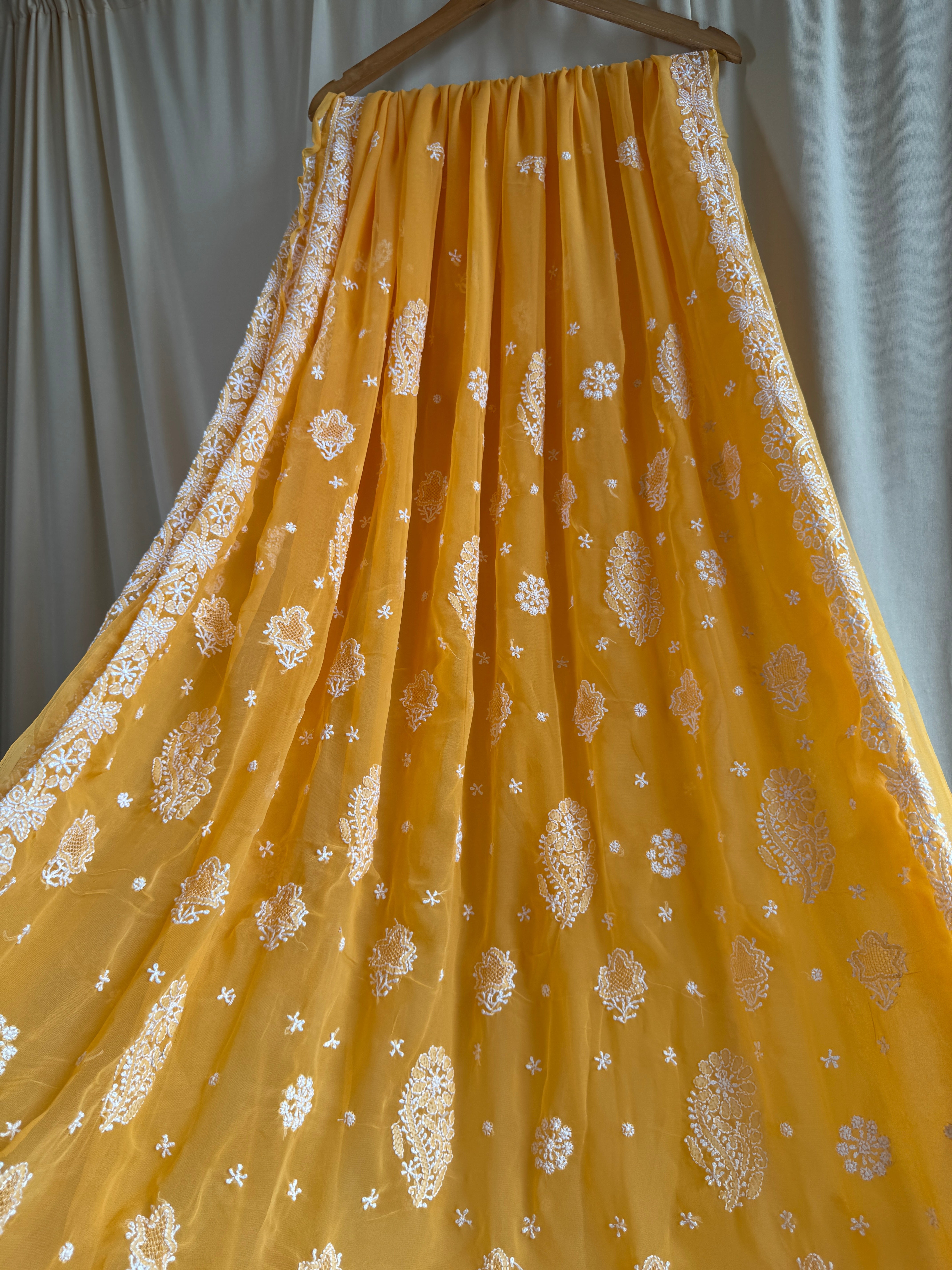 Georgette Chikankari saree in Orange ARIAA CHIKANKARI 