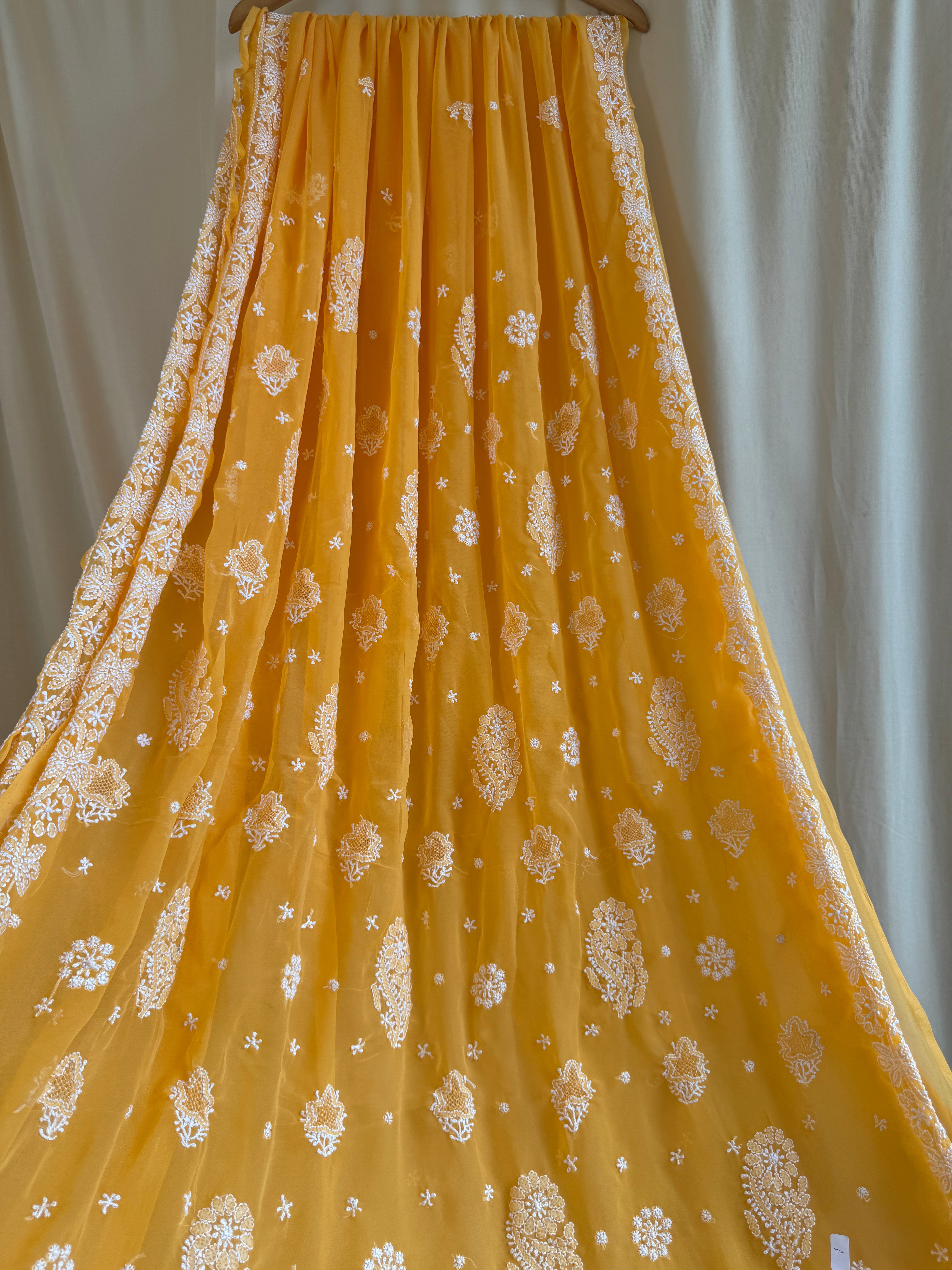 Georgette Chikankari saree in Orange ARIAA CHIKANKARI 