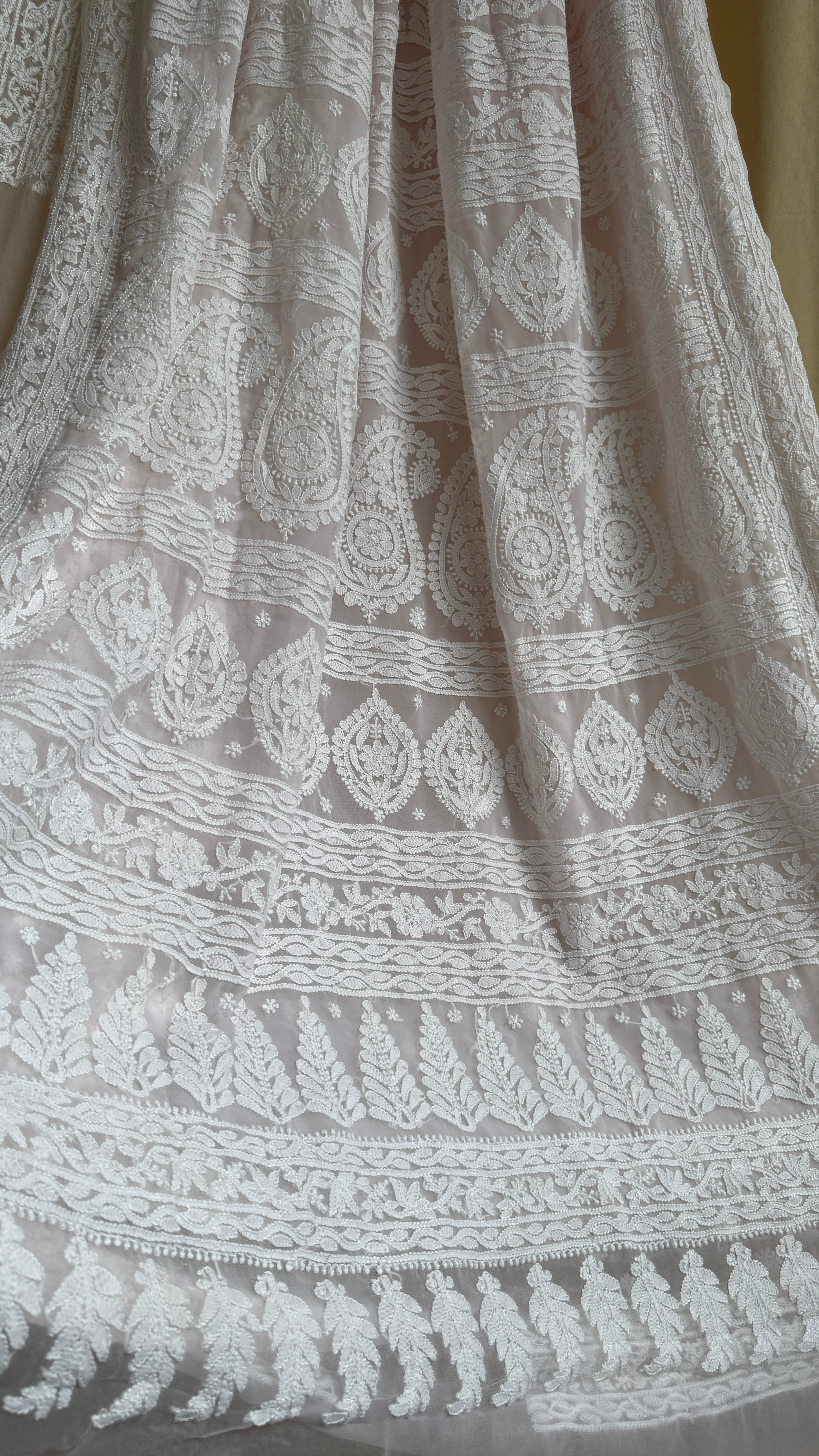 Georgette Chikankari saree in Pale Pink