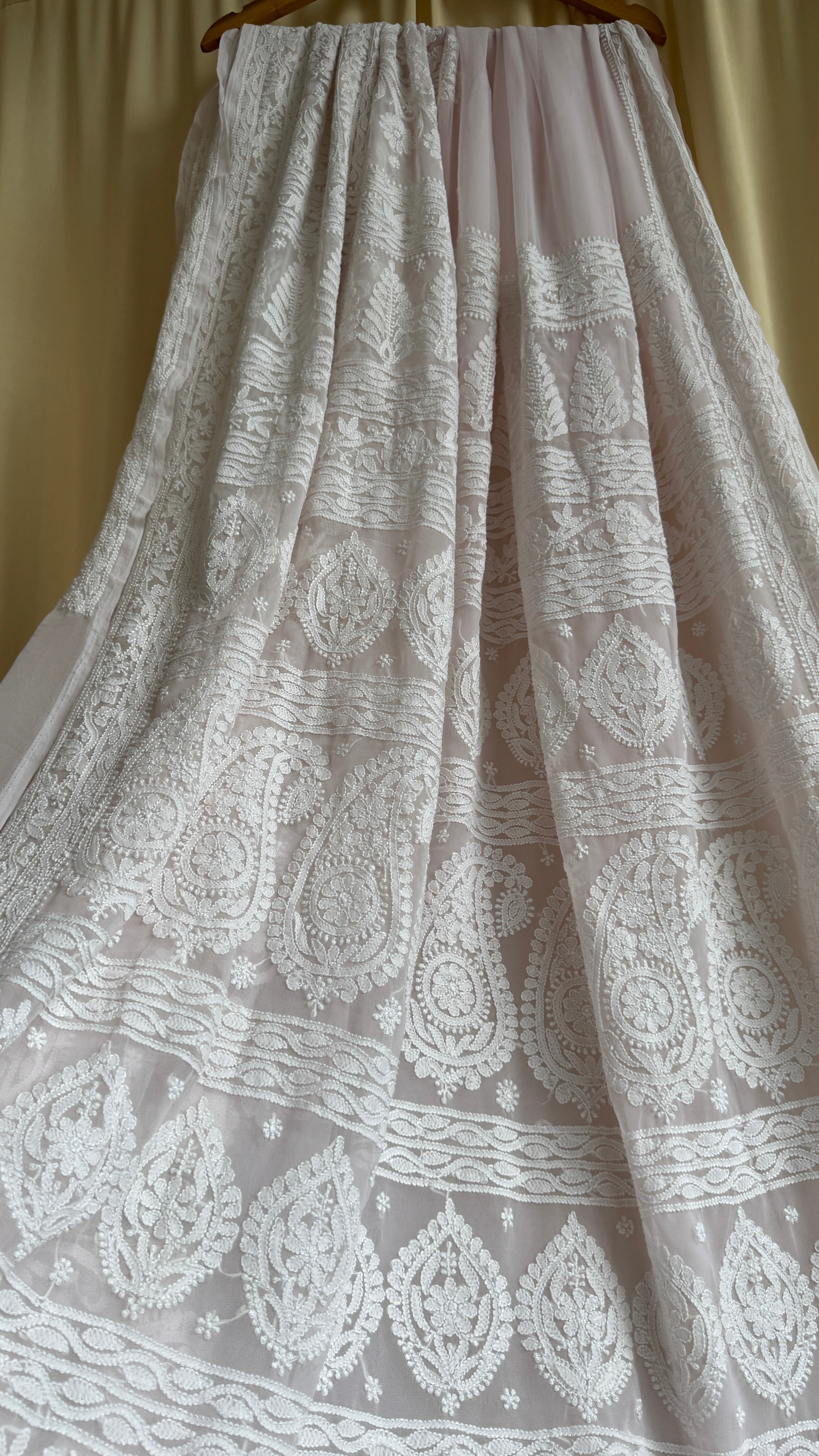 Georgette Chikankari saree in Pale Pink