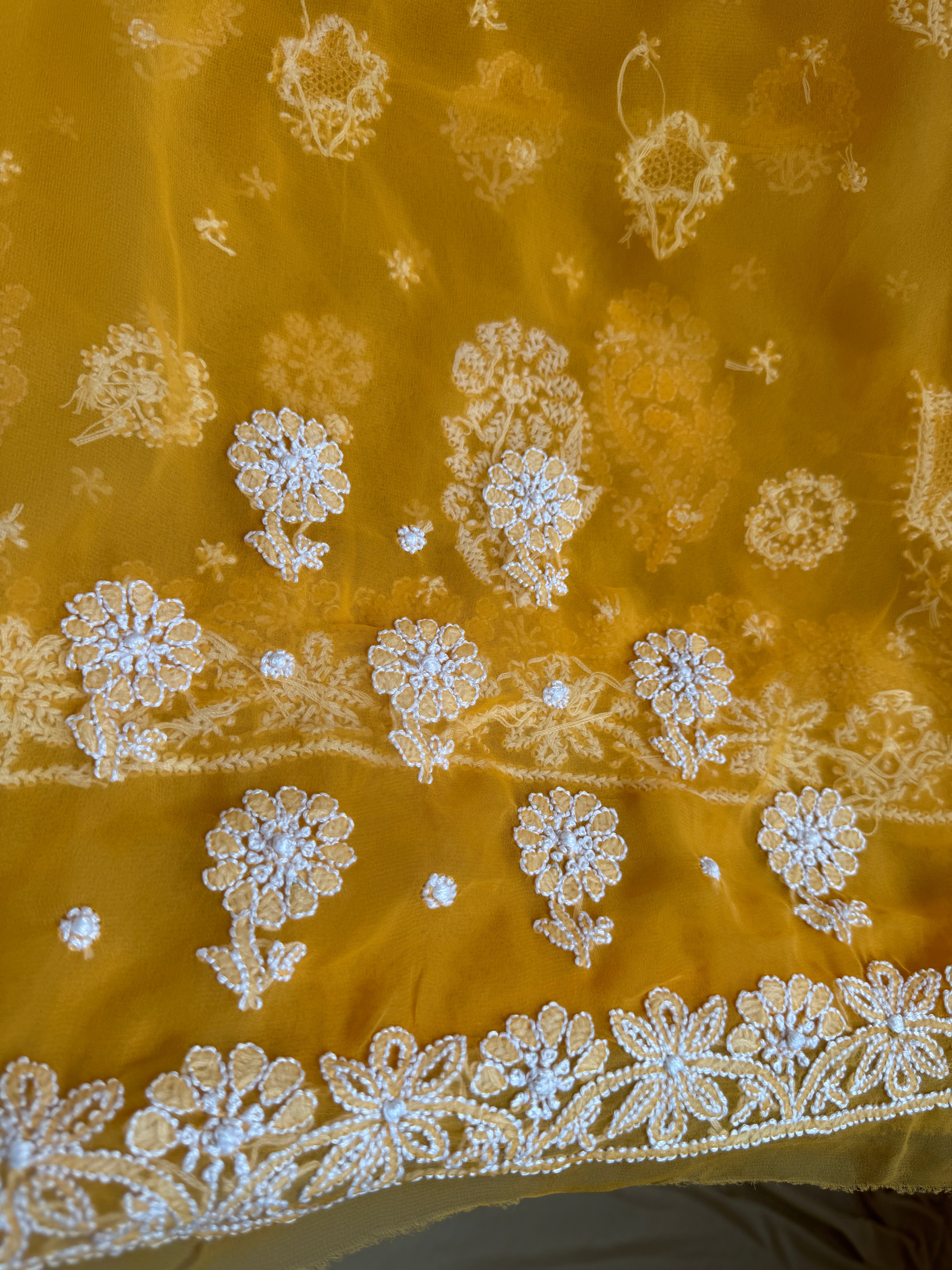 Georgette Chikankari saree in Orange ARIAA CHIKANKARI 