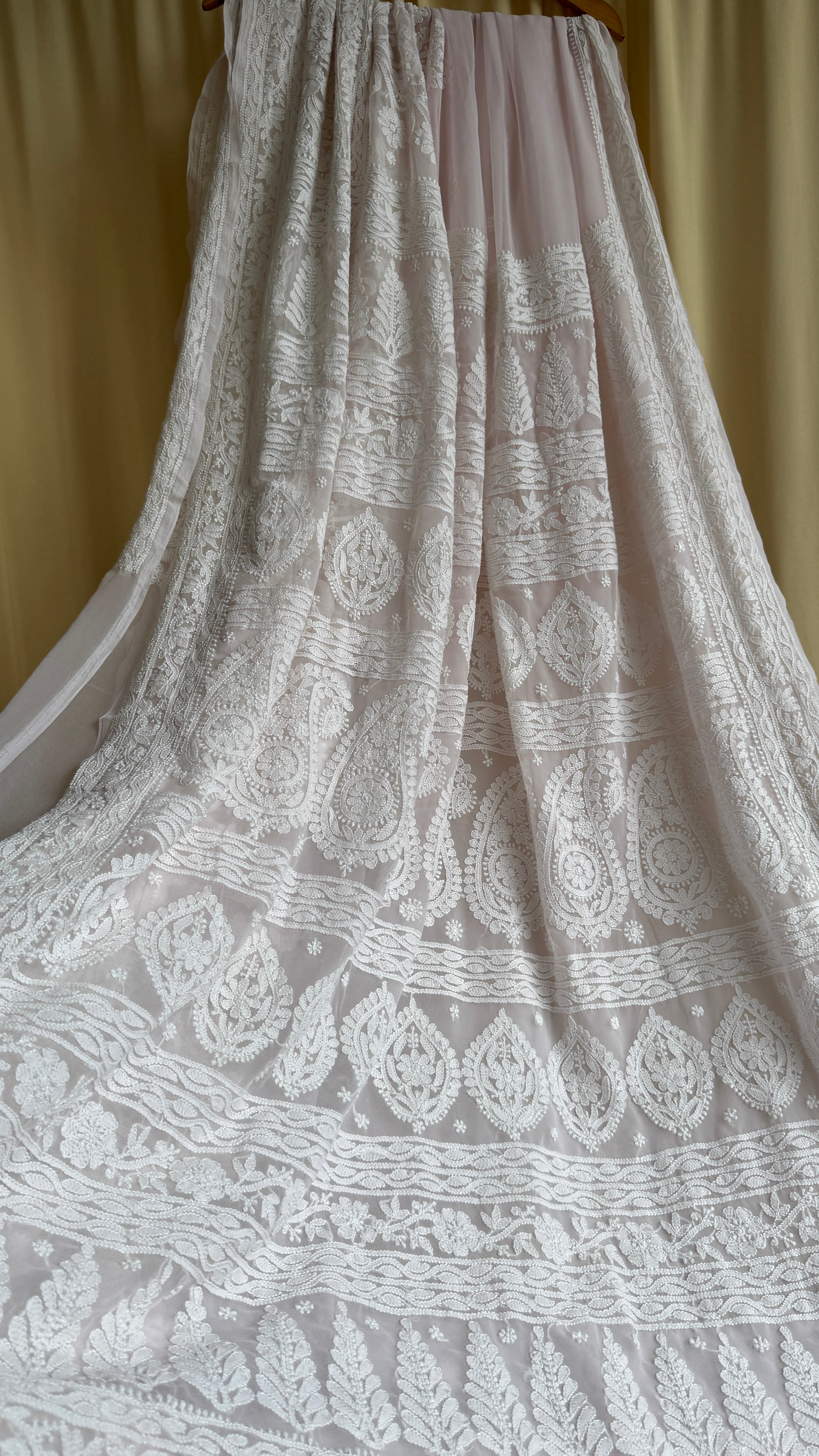 Georgette Chikankari saree in Pale Pink