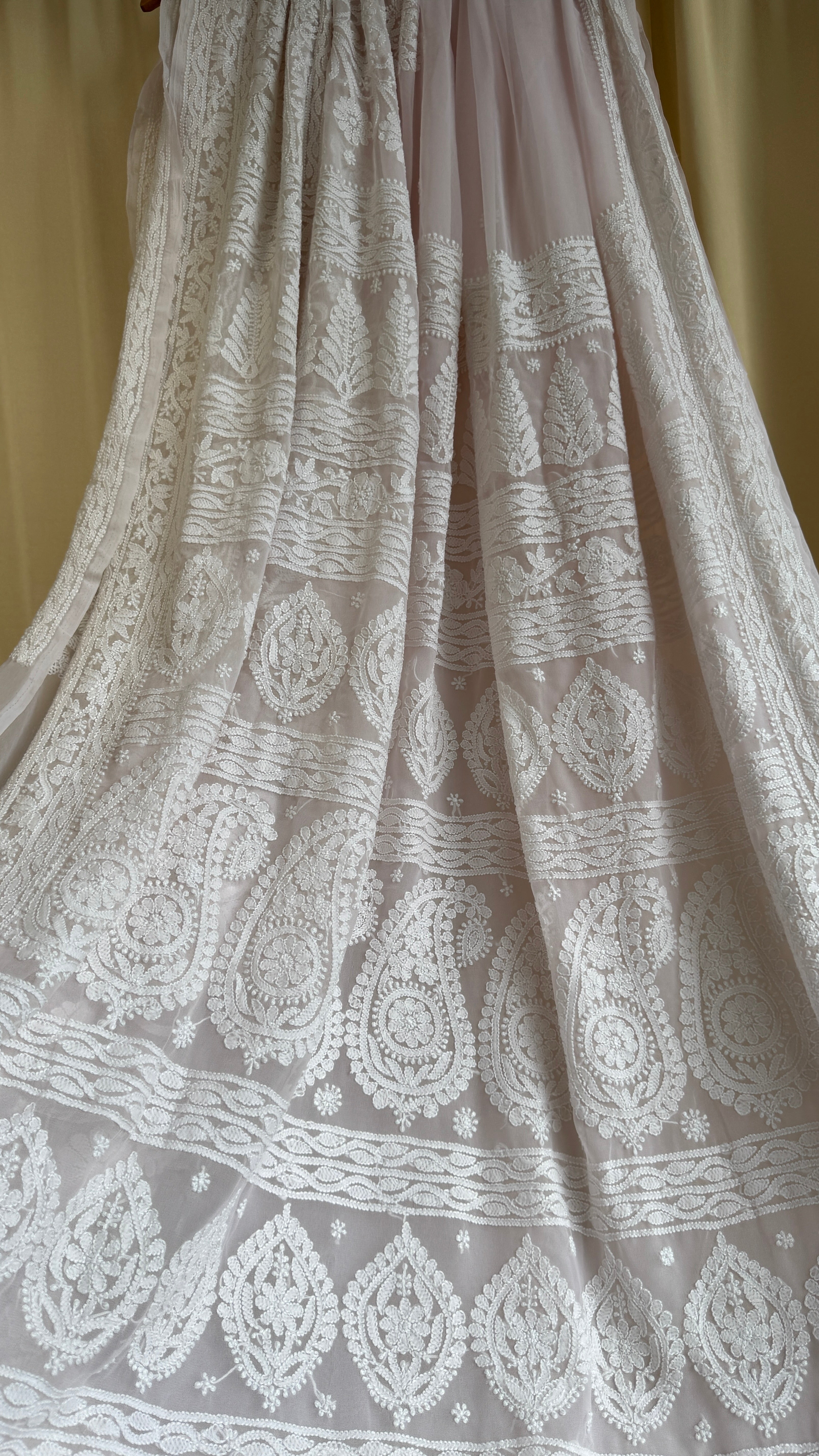 Georgette Chikankari saree in Pale Pink